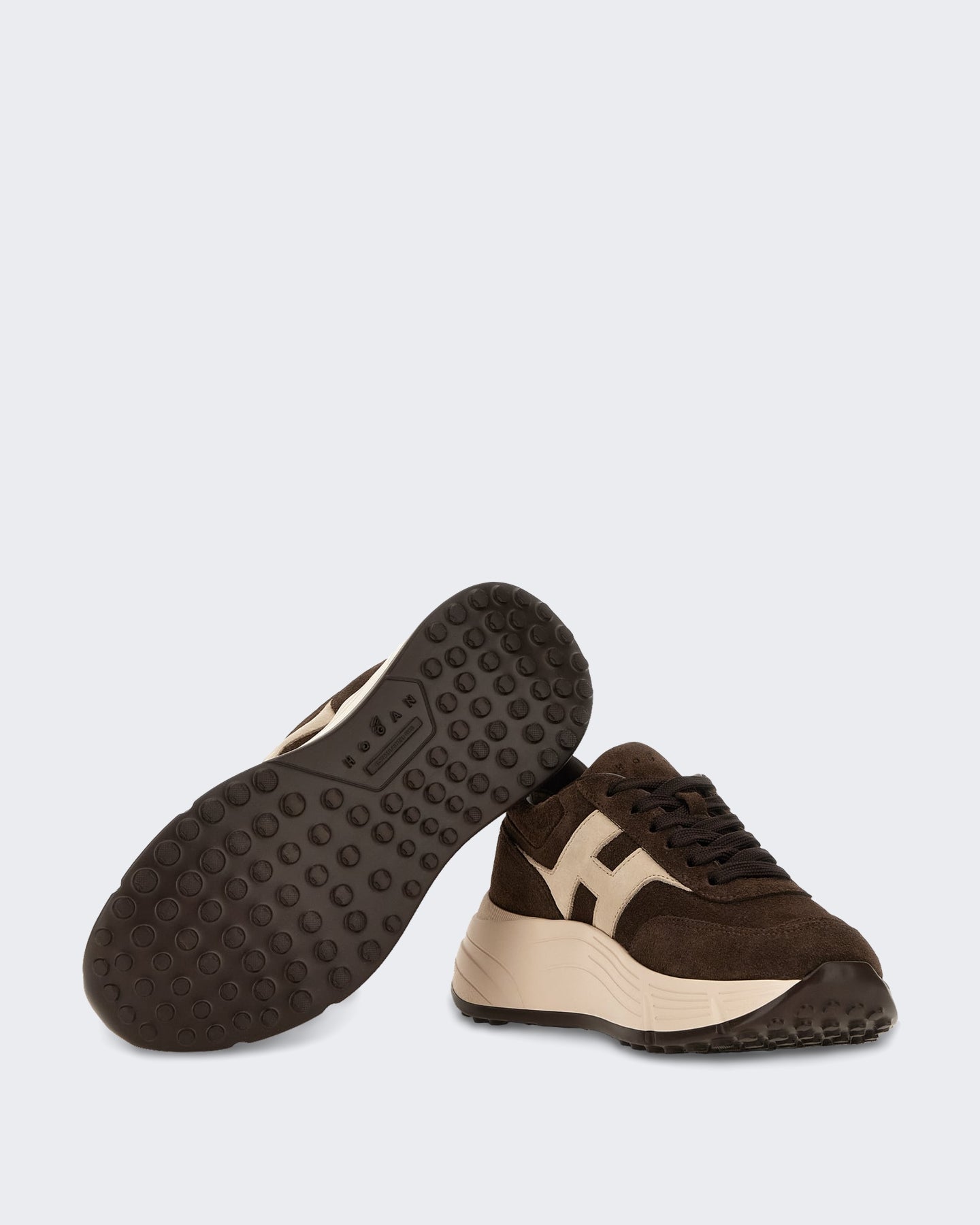 Hogan Dames Vetersneaker met H-logo Grijs - Eleganza.nl