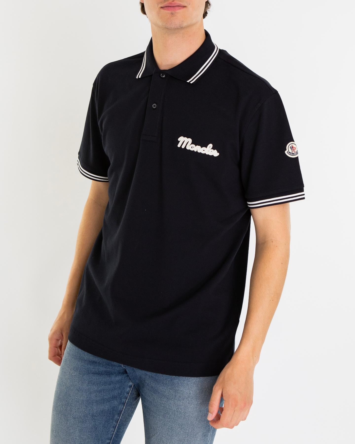 Heren Embroidered Logo Polo Blauw