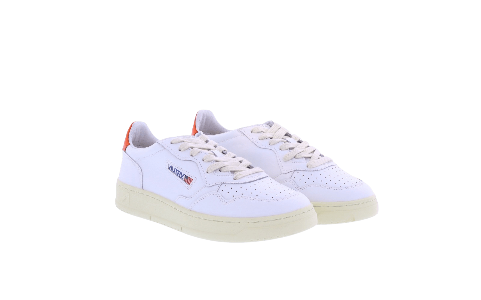 Heren Autry 01 Low wit/oranje