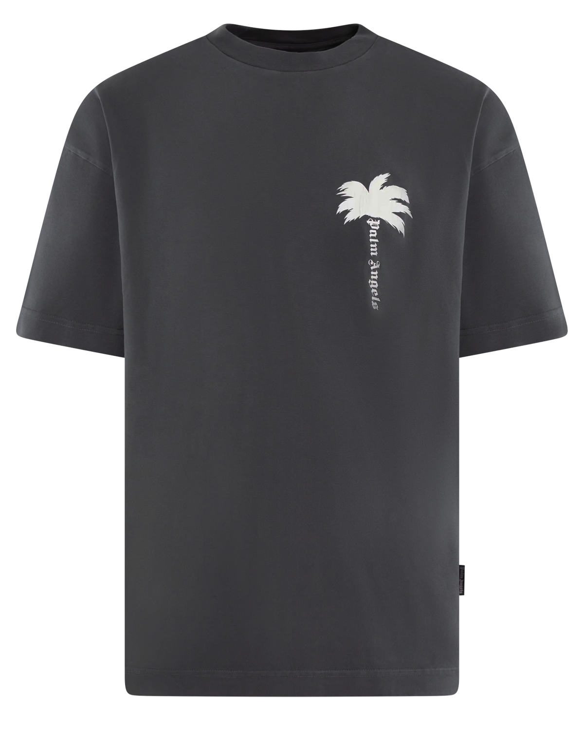 Palm Angels Heren Cracked Logo T-Shirt Dk Grey