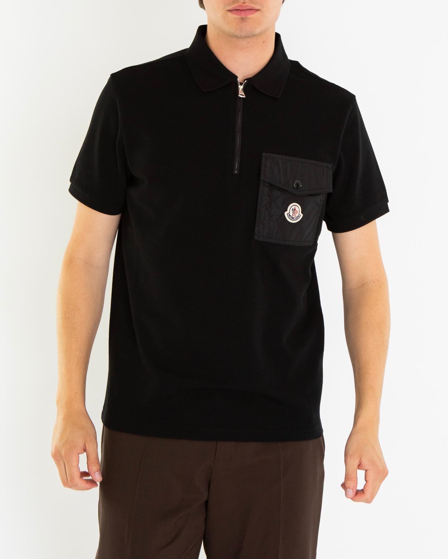 Heren Piquet Polo with Pocket Zwart