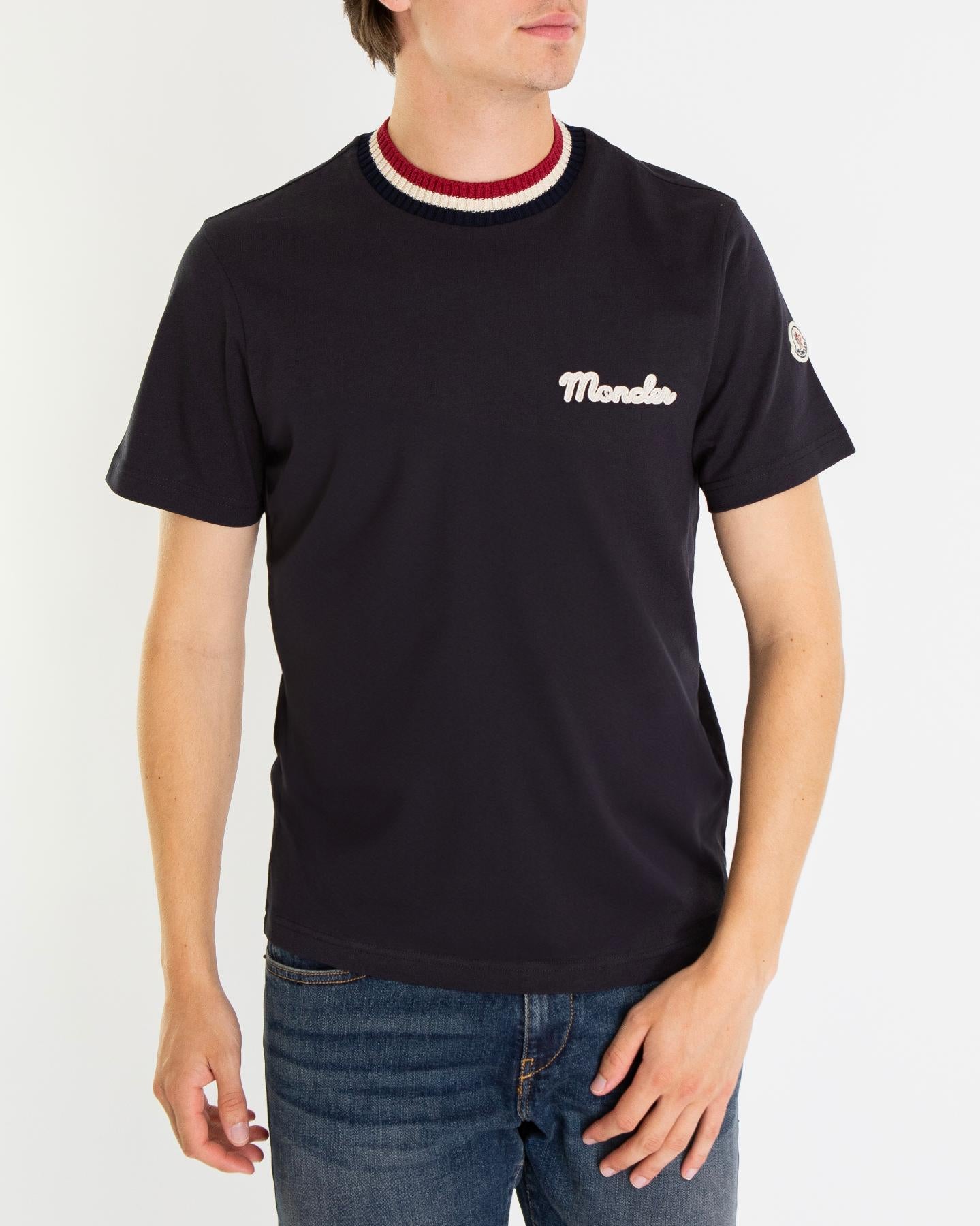 Heren Embroidered Logo T-Shirt Zwart