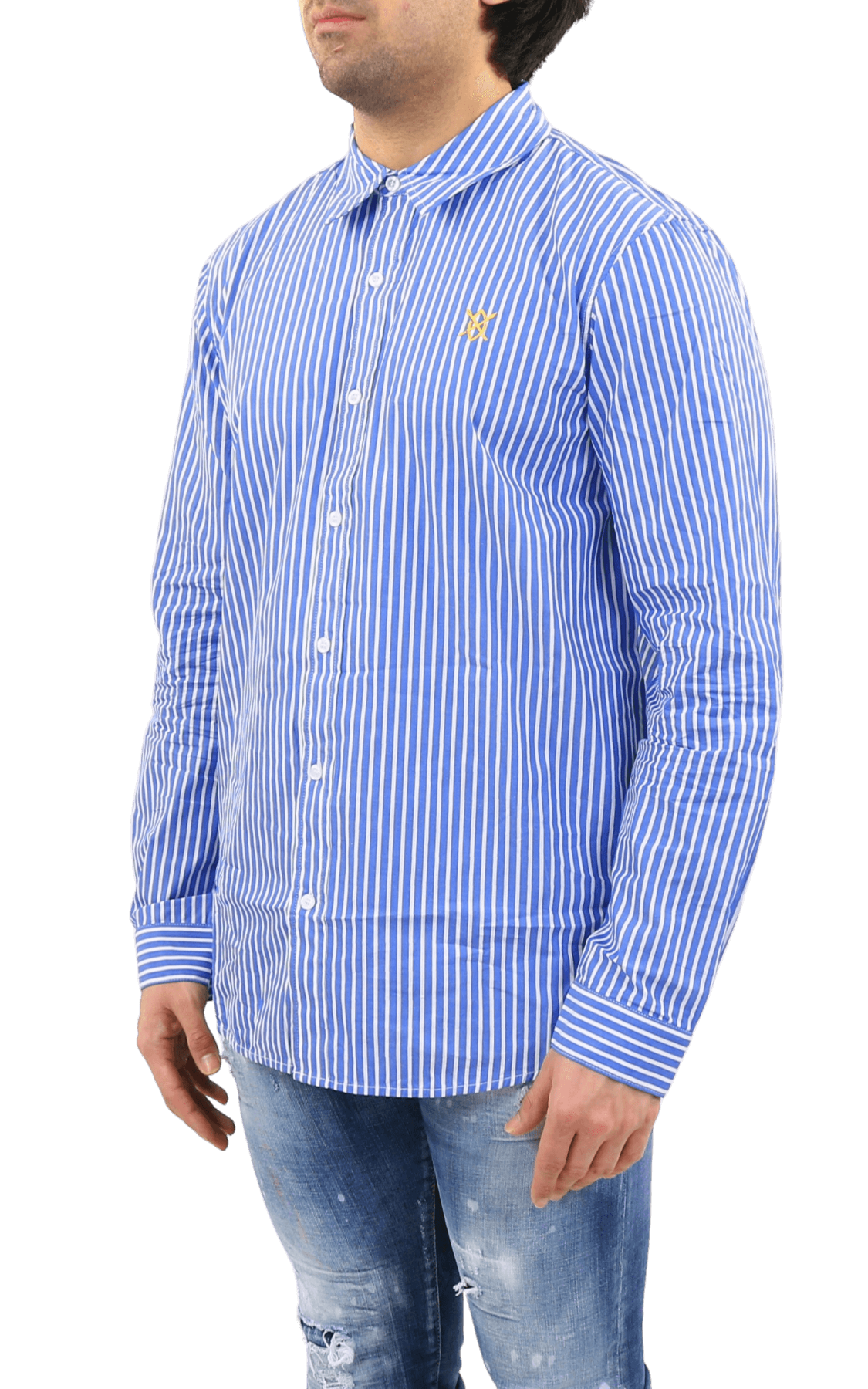 Heren Mambo Shirt Blauw/Wit