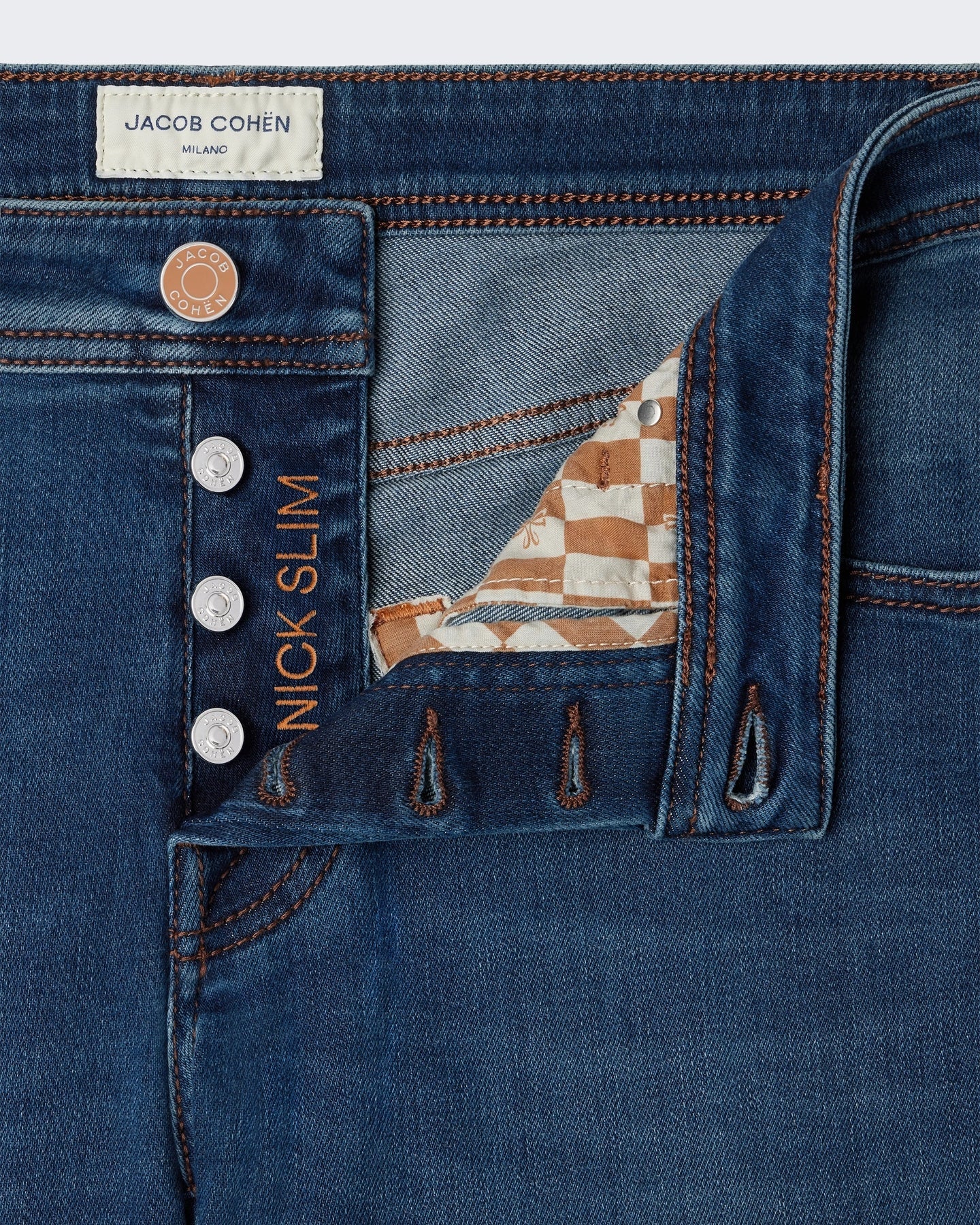 Jacob Cohen Heren Broek - Pant 5 Pkt Super Slim Fit Nick Slim Medium Blue Blauw - Eleganza.nl