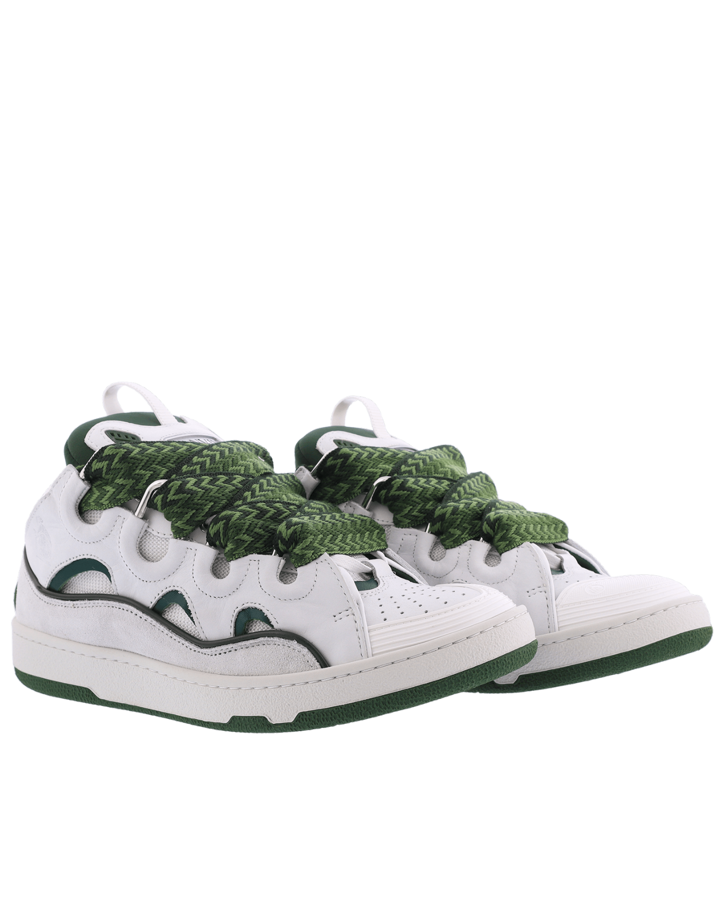 Heren Curb Sneaker Wit/Groen