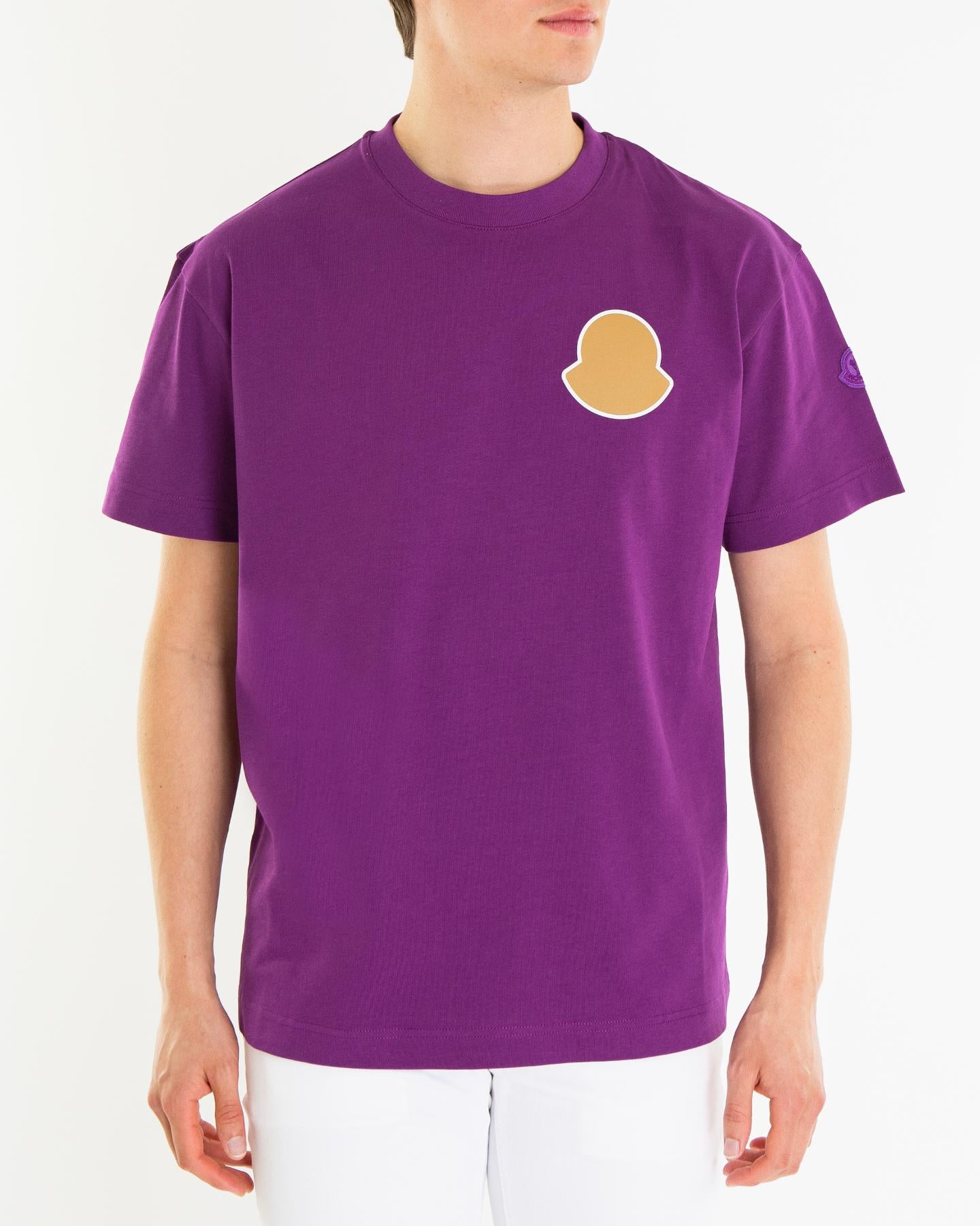 Heren Curved Logo T-Shirt Paars
