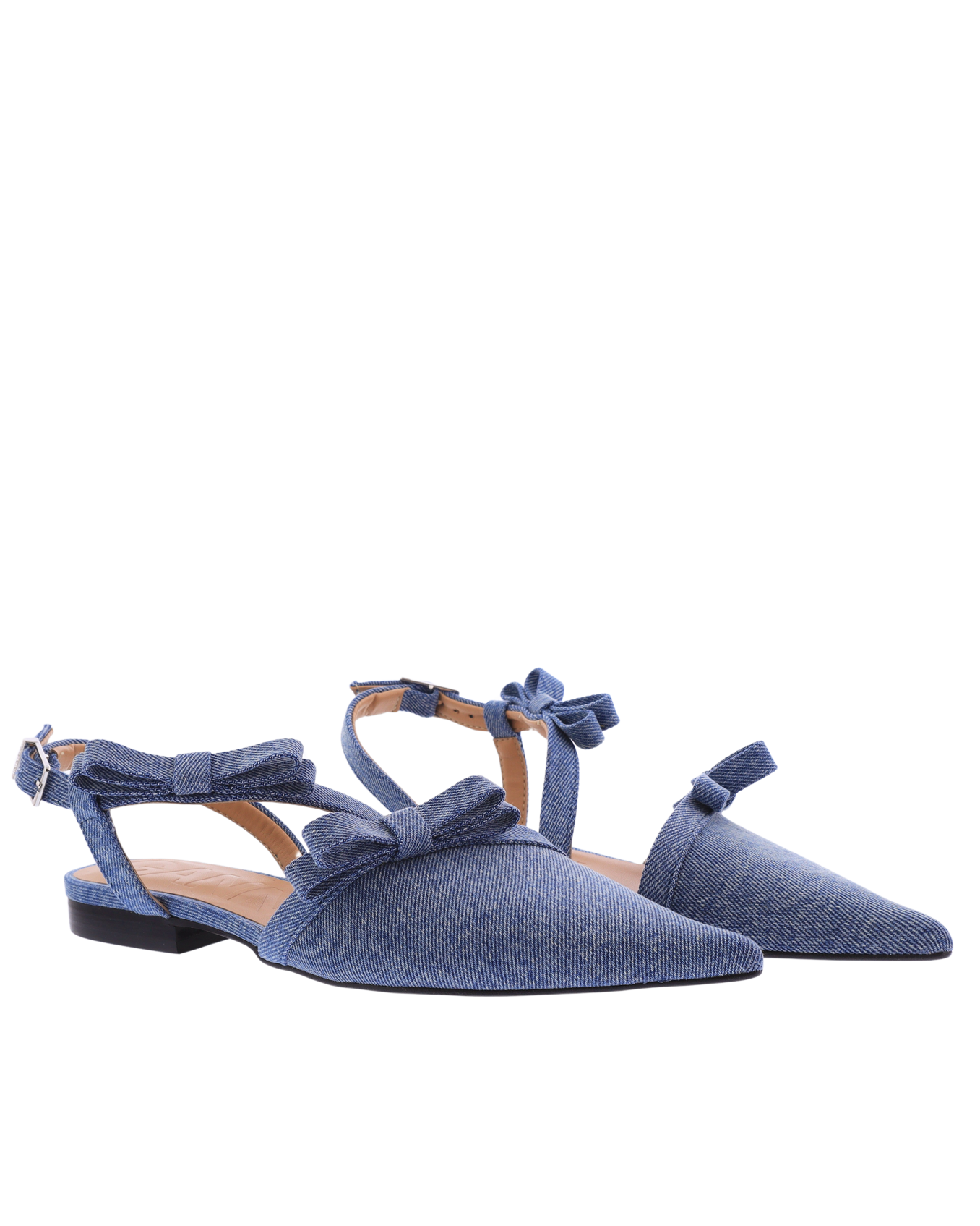 Dames Bow Pointy Ballerina Blauw