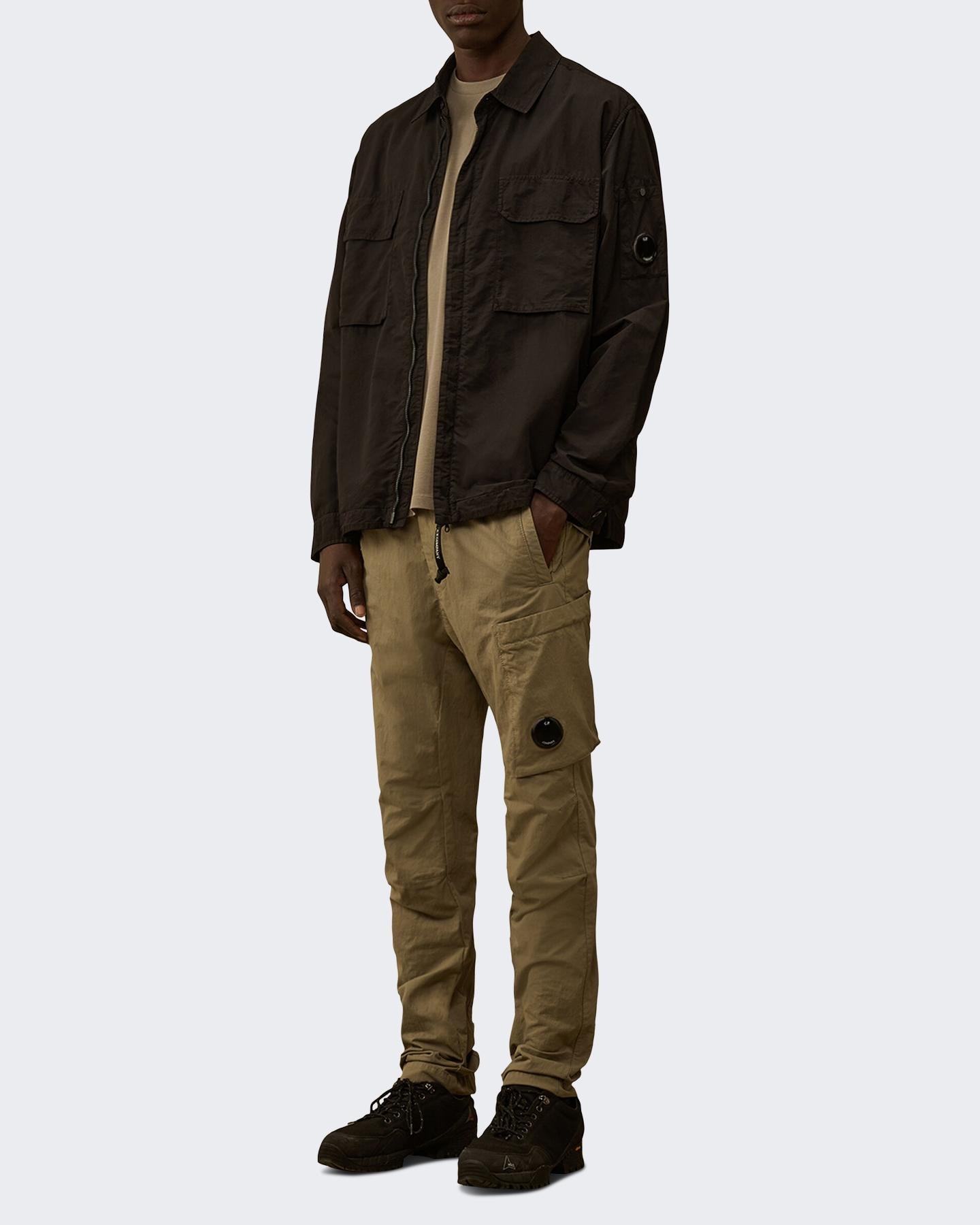 Heren Lens Zipped Overshirt Zwart