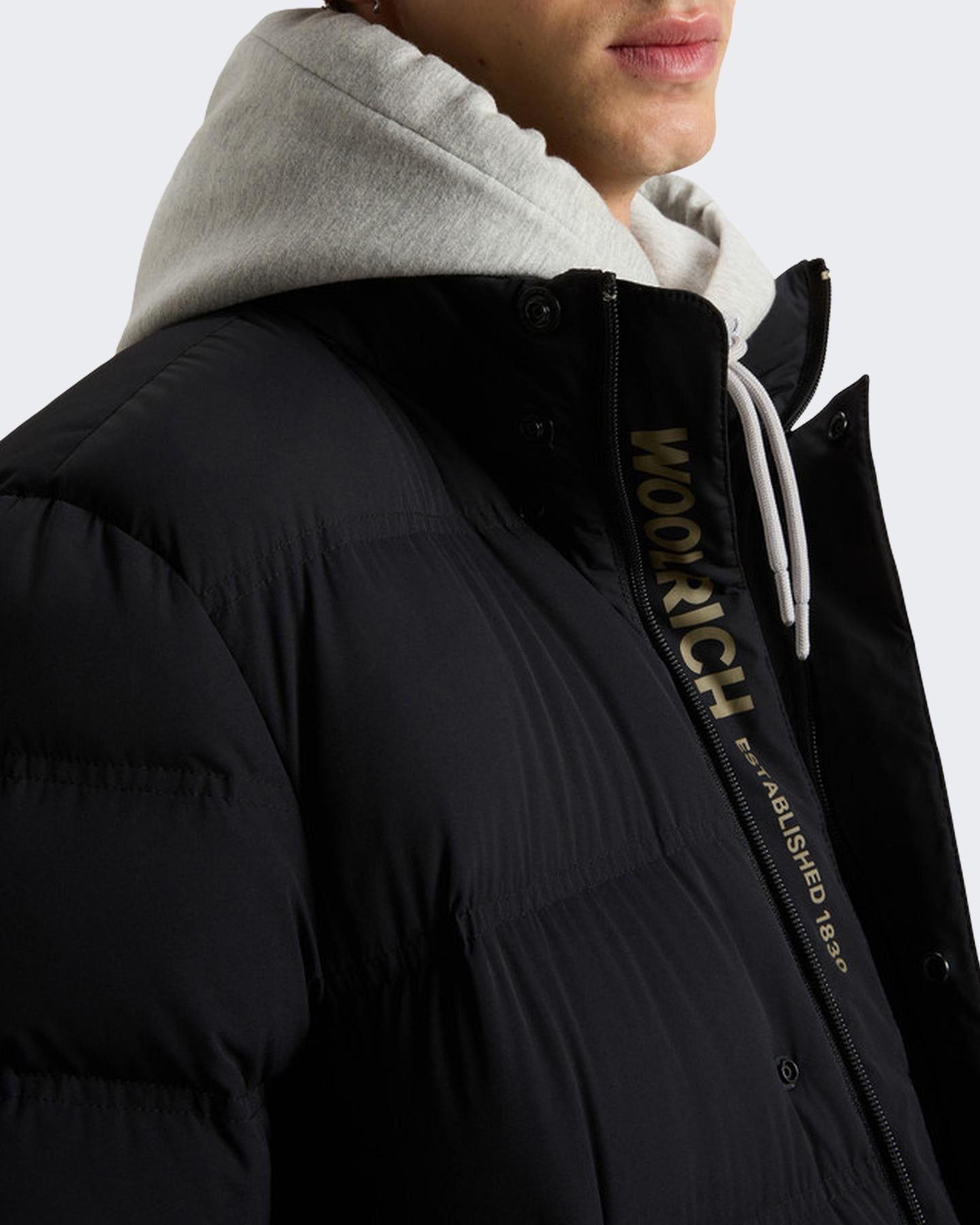 Heren Matt Stretch Long Puffer Zwart