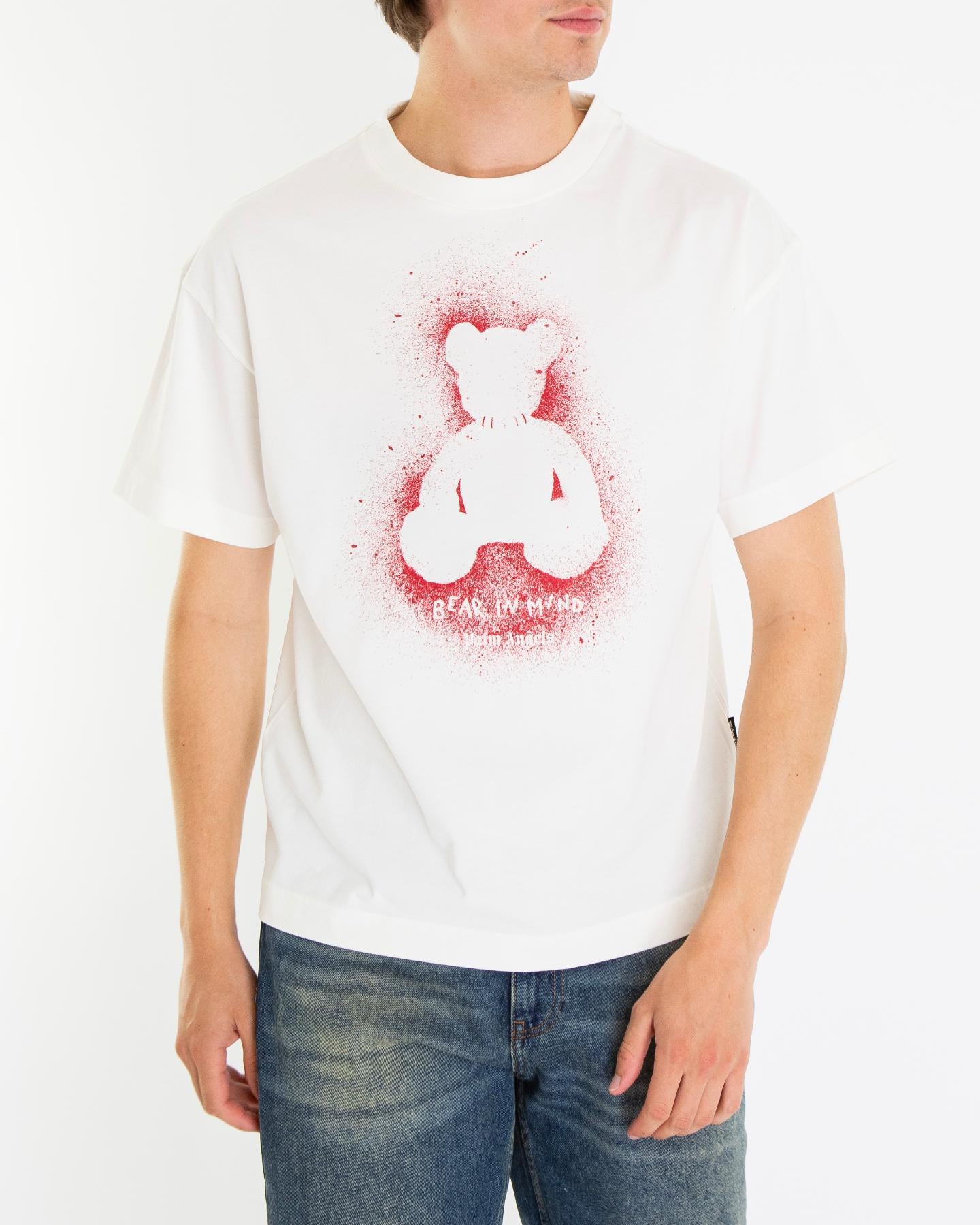 Heren Spray Bear T-Shirt Wit