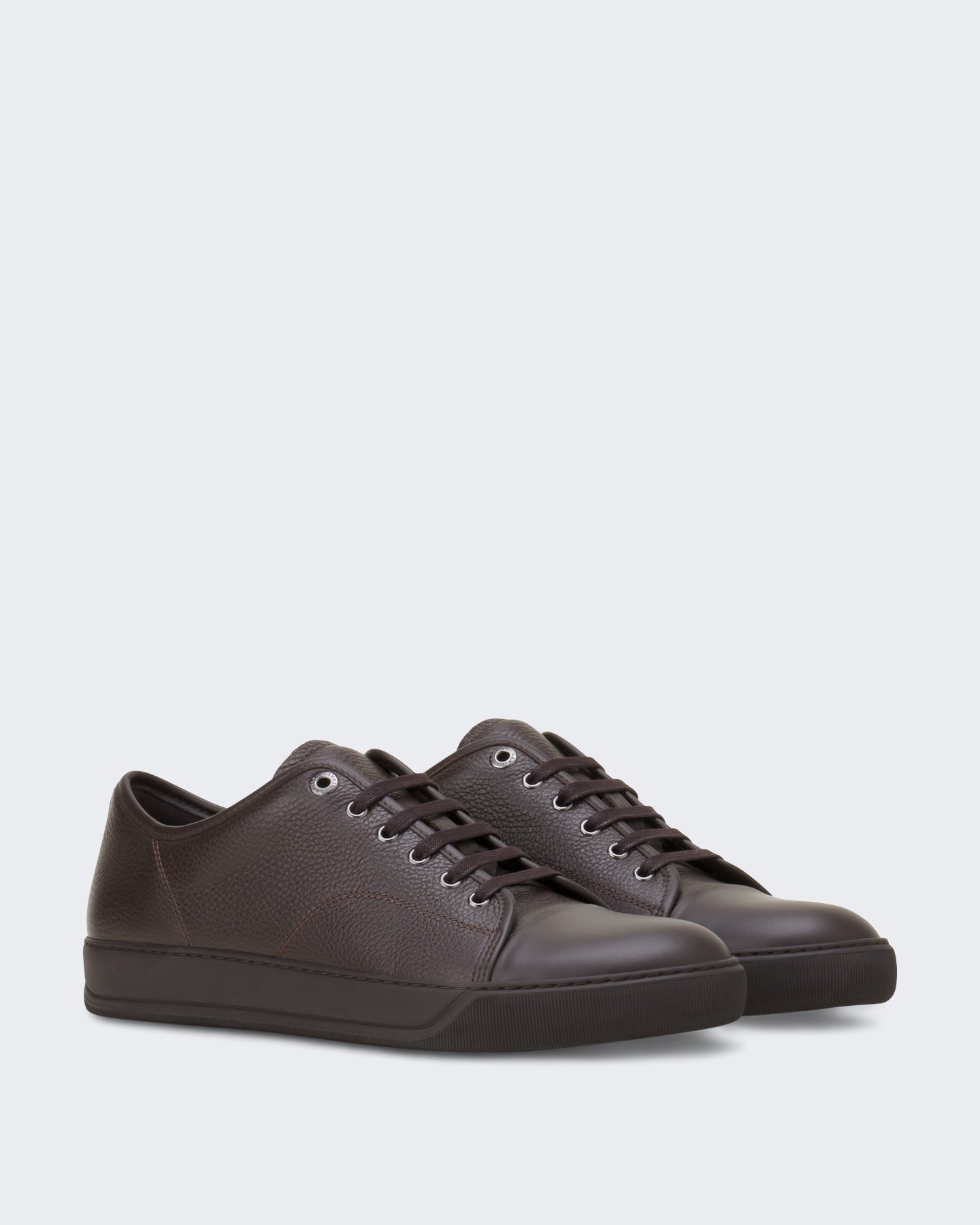 Lanvin Heren Dbb1 Sneakers Grained Leather Chocolate - Eleganza.nl