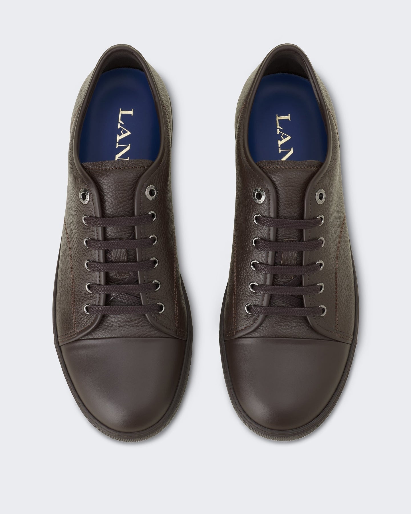 Lanvin Heren Dbb1 Sneakers Grained Leather Chocolate - Eleganza.nl