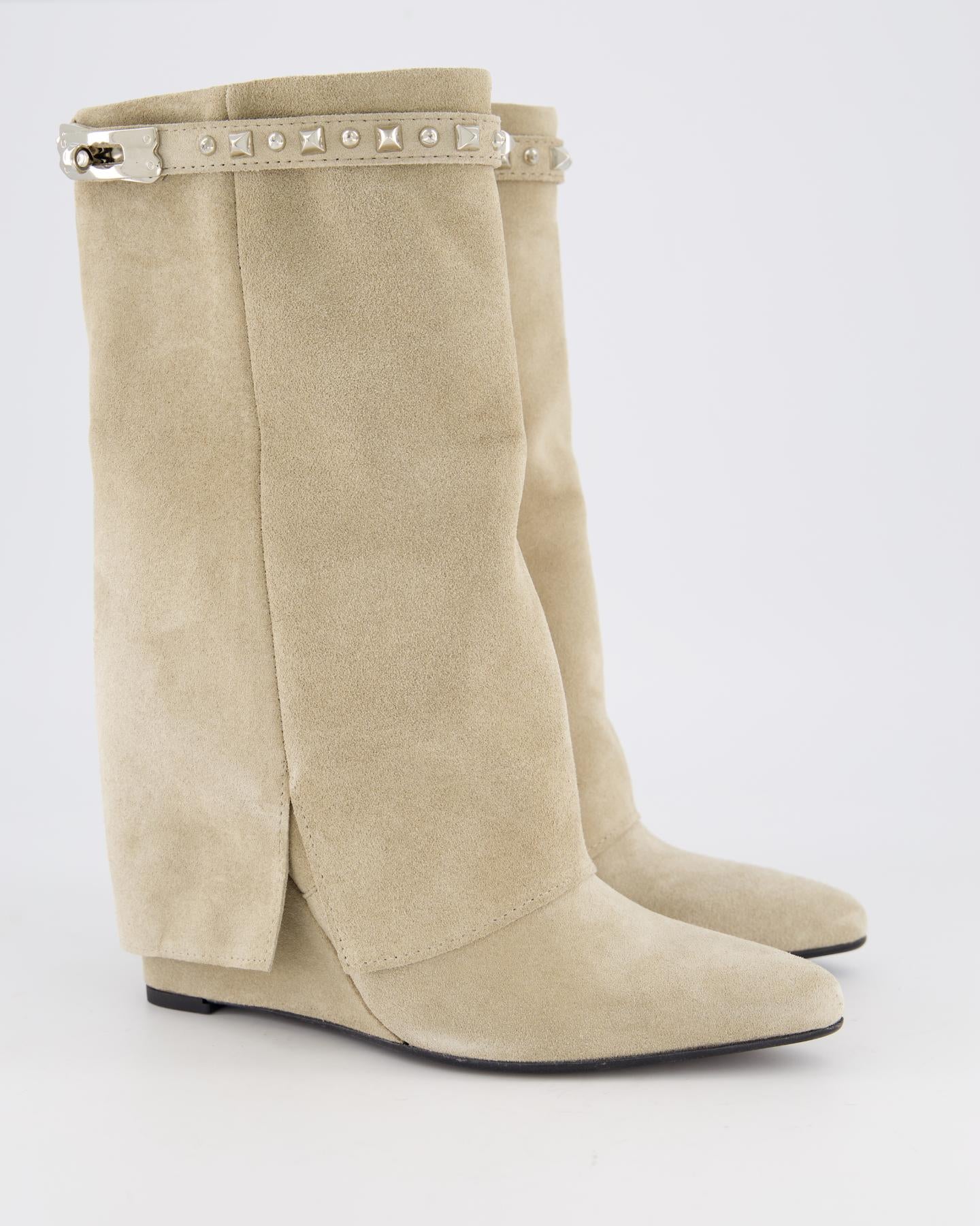 Dames Studded Suede Wedge Boot