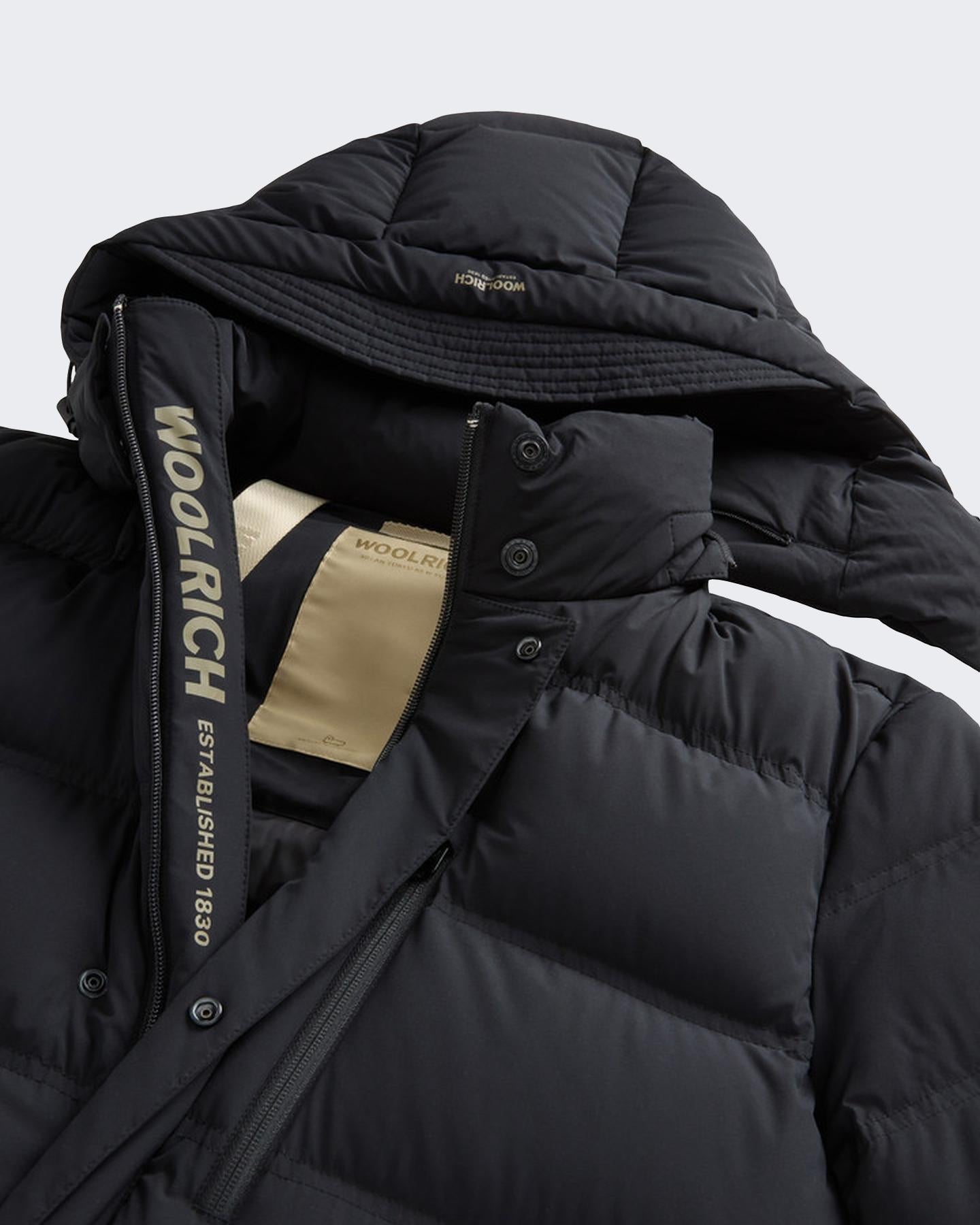 Heren Matt Stretch Long Puffer Zwart