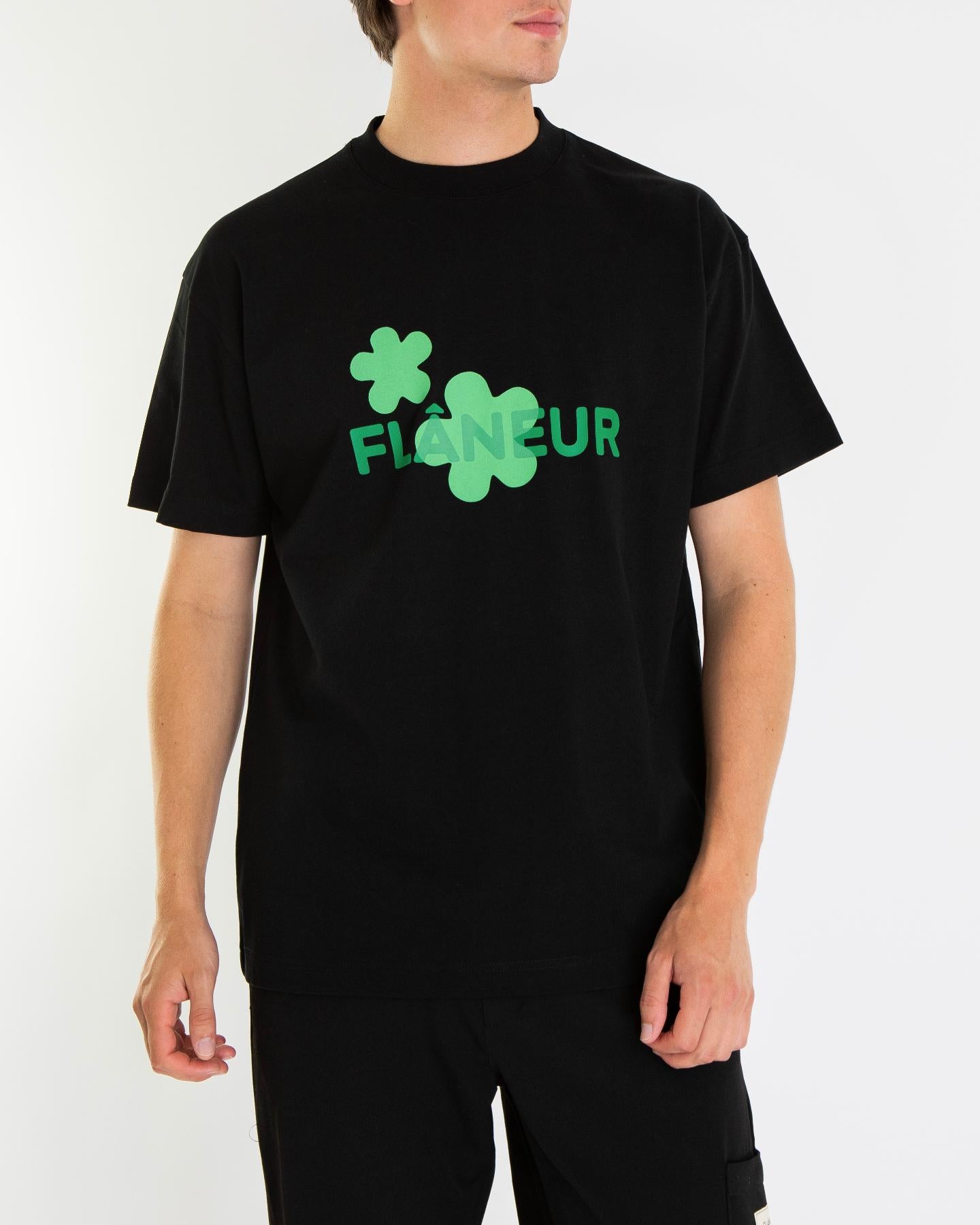 Heren Organic Flower T-Shirt Zwart