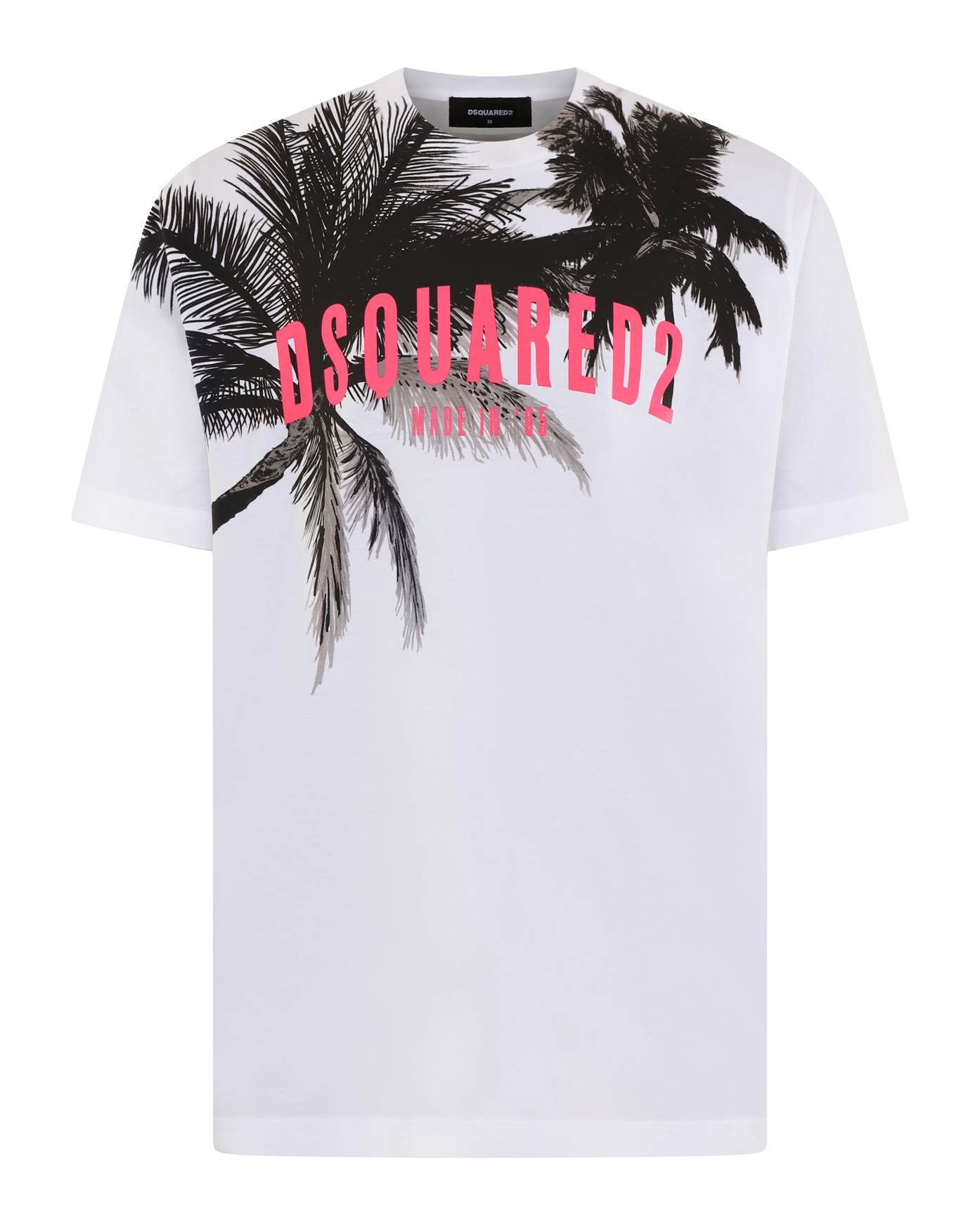 Heren Palms T Shirt Wit Zwart Roze