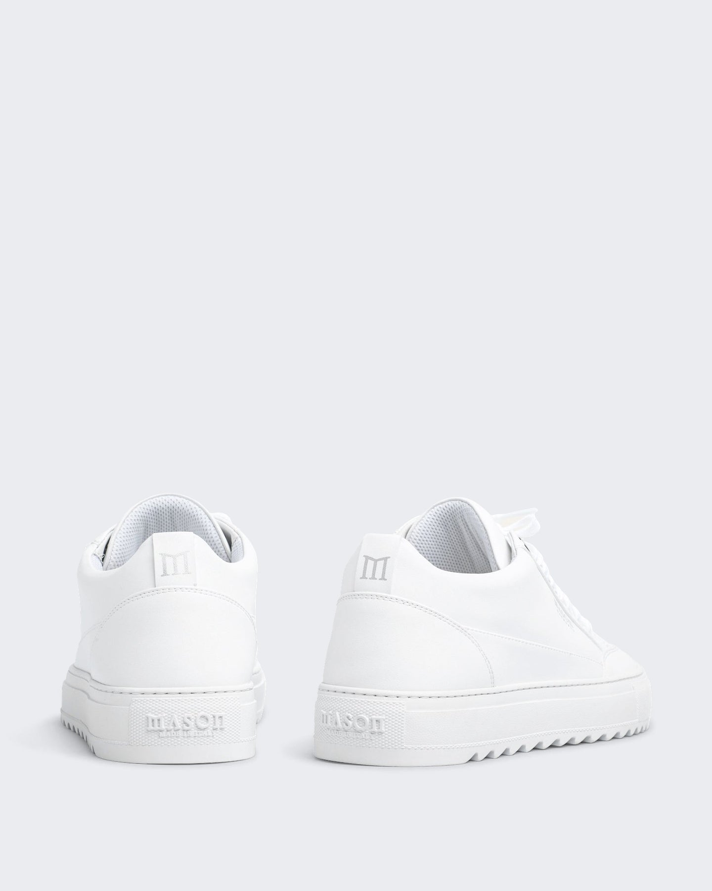 Mason Garments Heren Leren sneaker in strak wit - Eleganza.nl