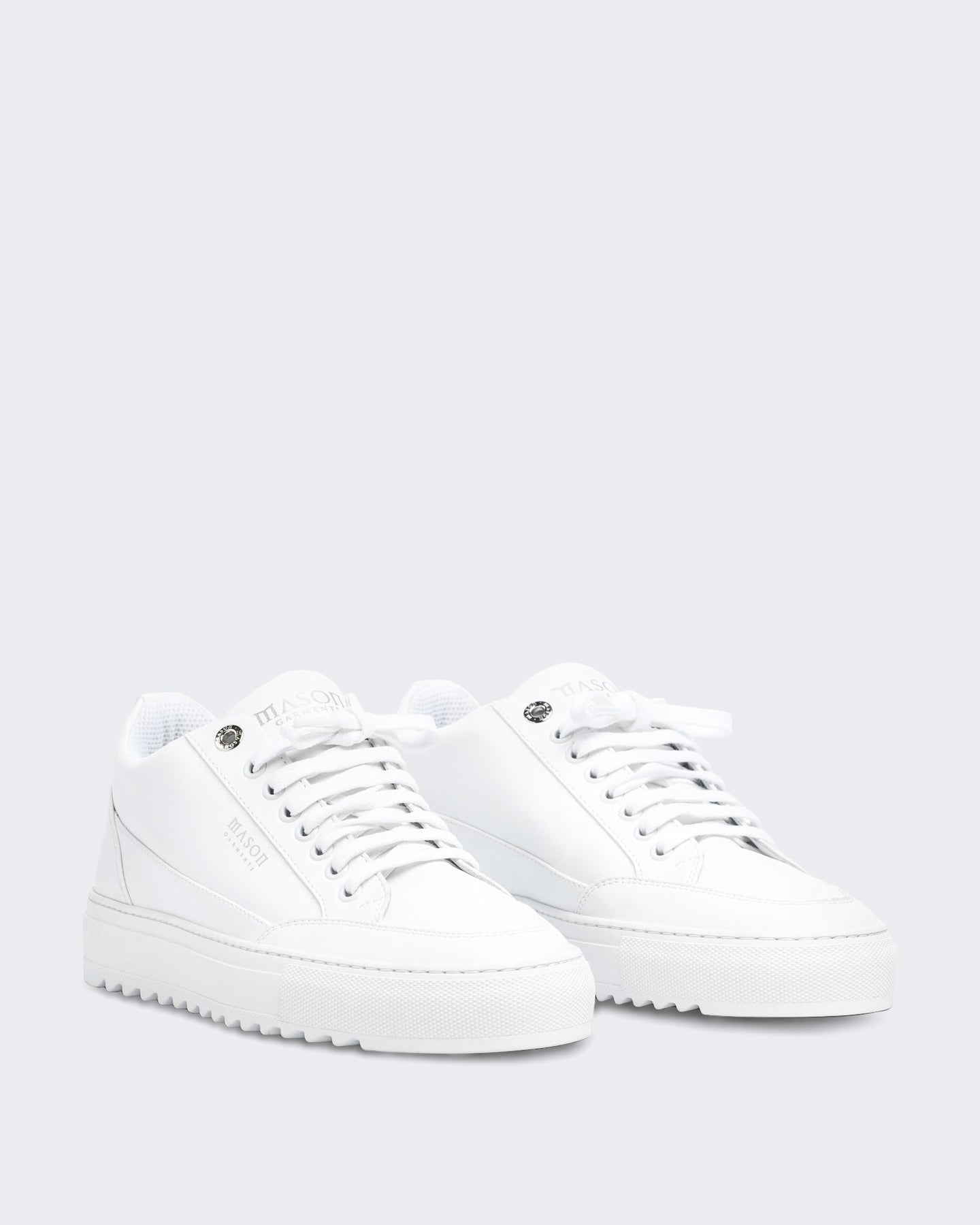 Mason Garments Heren Leren sneaker in strak wit - Eleganza.nl