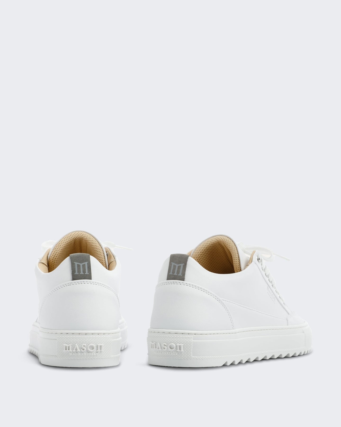 Mason Garments Heren Witte leren sneaker met contrasterende zool Wit - Eleganza.nl