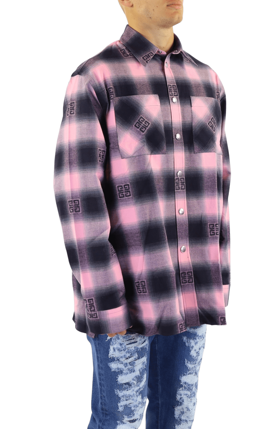 Heren Checked Shirt Roze/Zwart