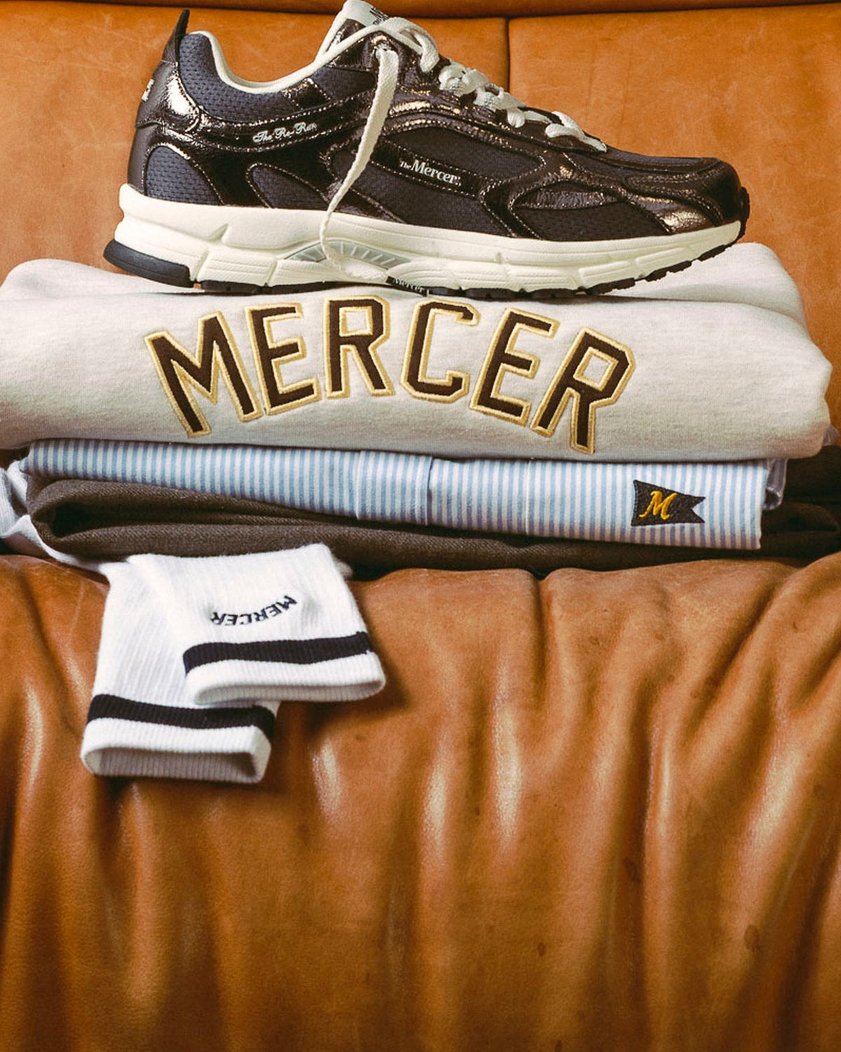 Mercer Unisex Sneaker met cracked leder effect Grijs - Eleganza.nl