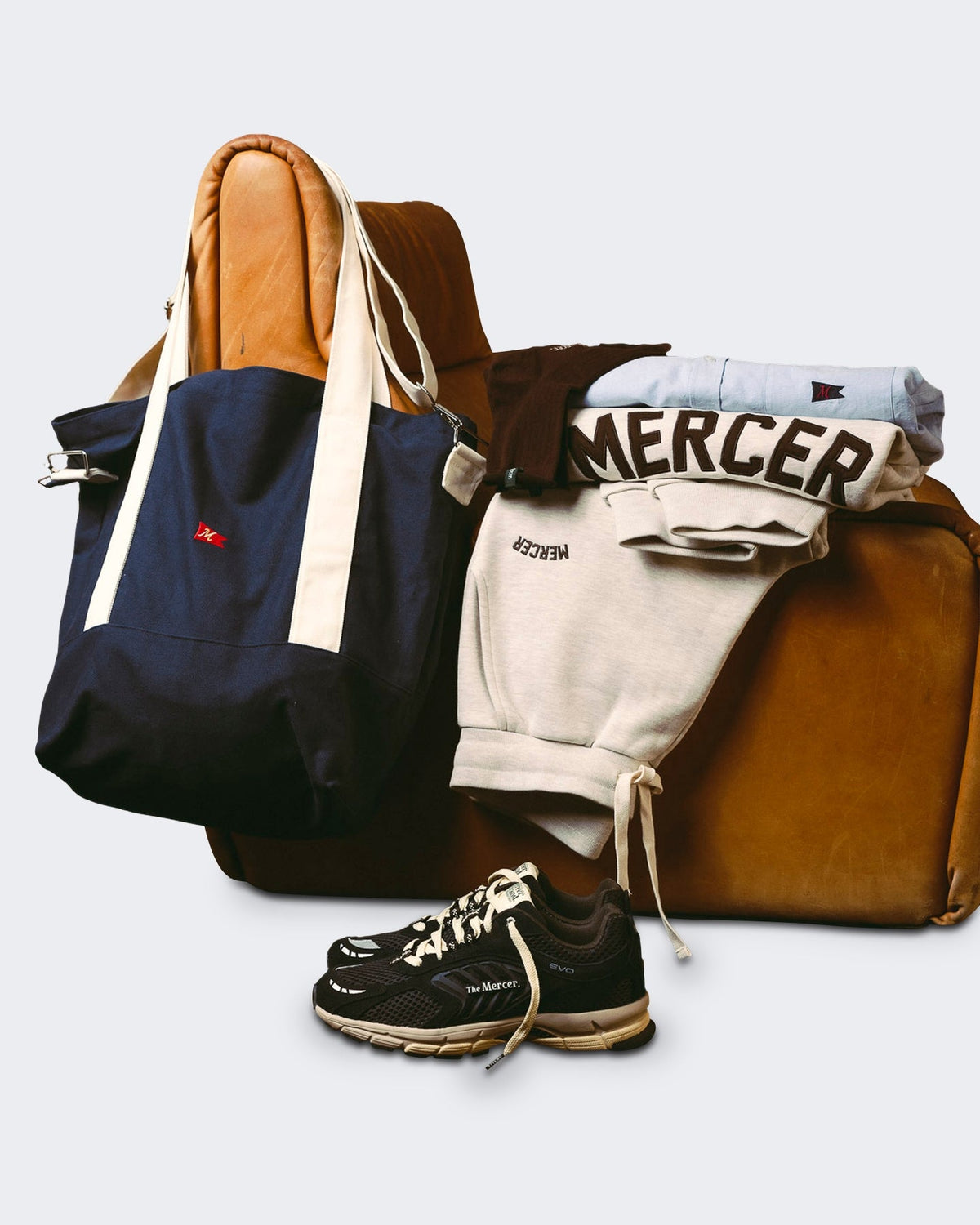 Mercer Unisex Sneaker met nubuck leer in Grijs - Eleganza.nl