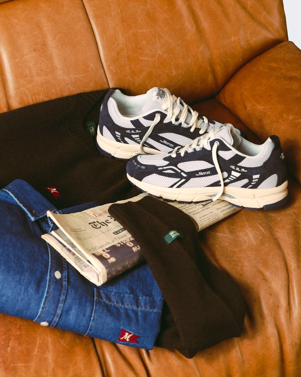Mercer Unisex Vintage sneaker met retro uitstraling Blauw - Eleganza.nl