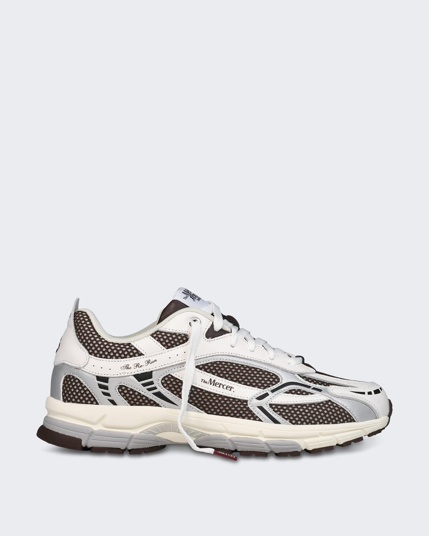 Mercer Unisex Witte sneaker met zilveren en bruine details Wit - Eleganza.nl