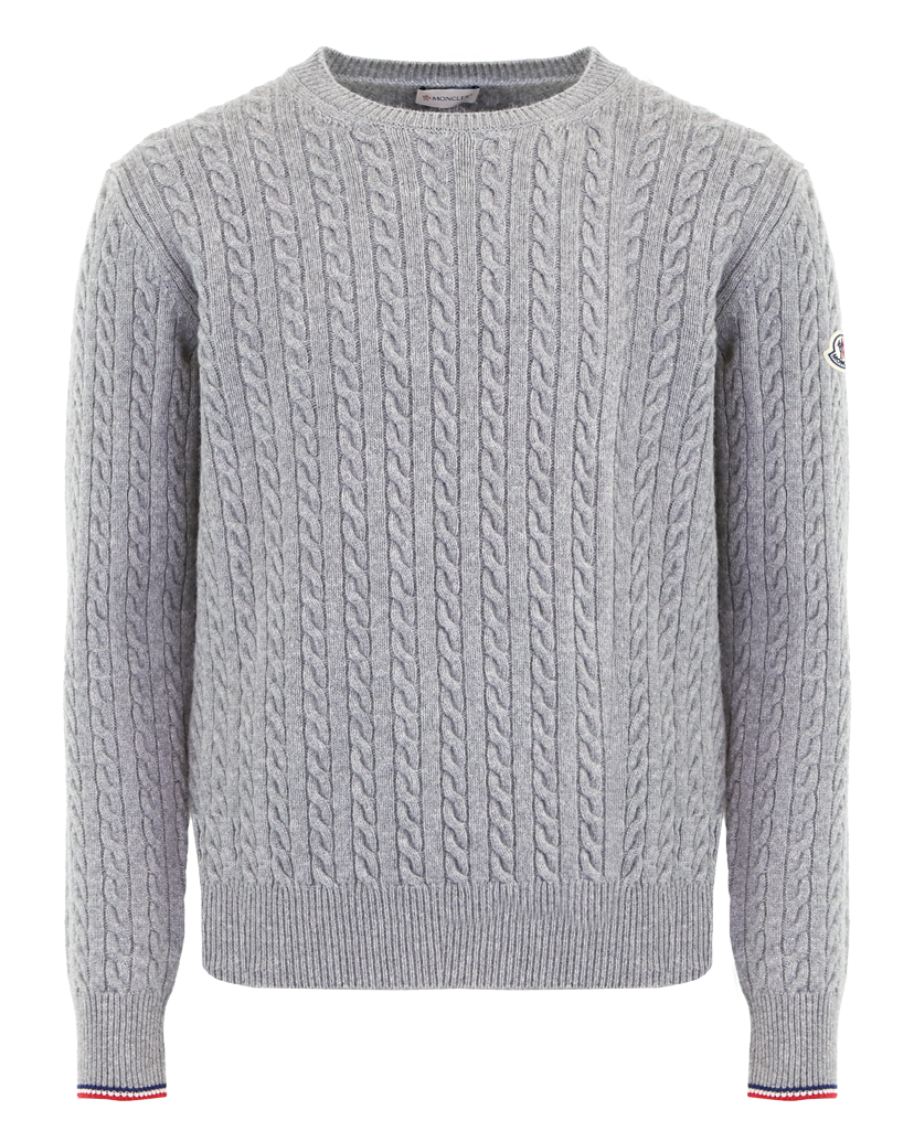 Heren Cable Knit Wool Jumper Grijs