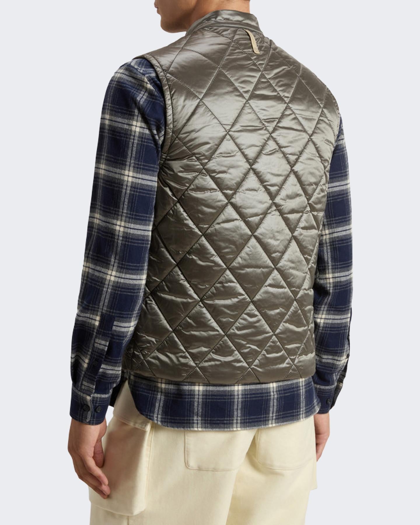 Heren Black Yarn Nylon Vest Grijs