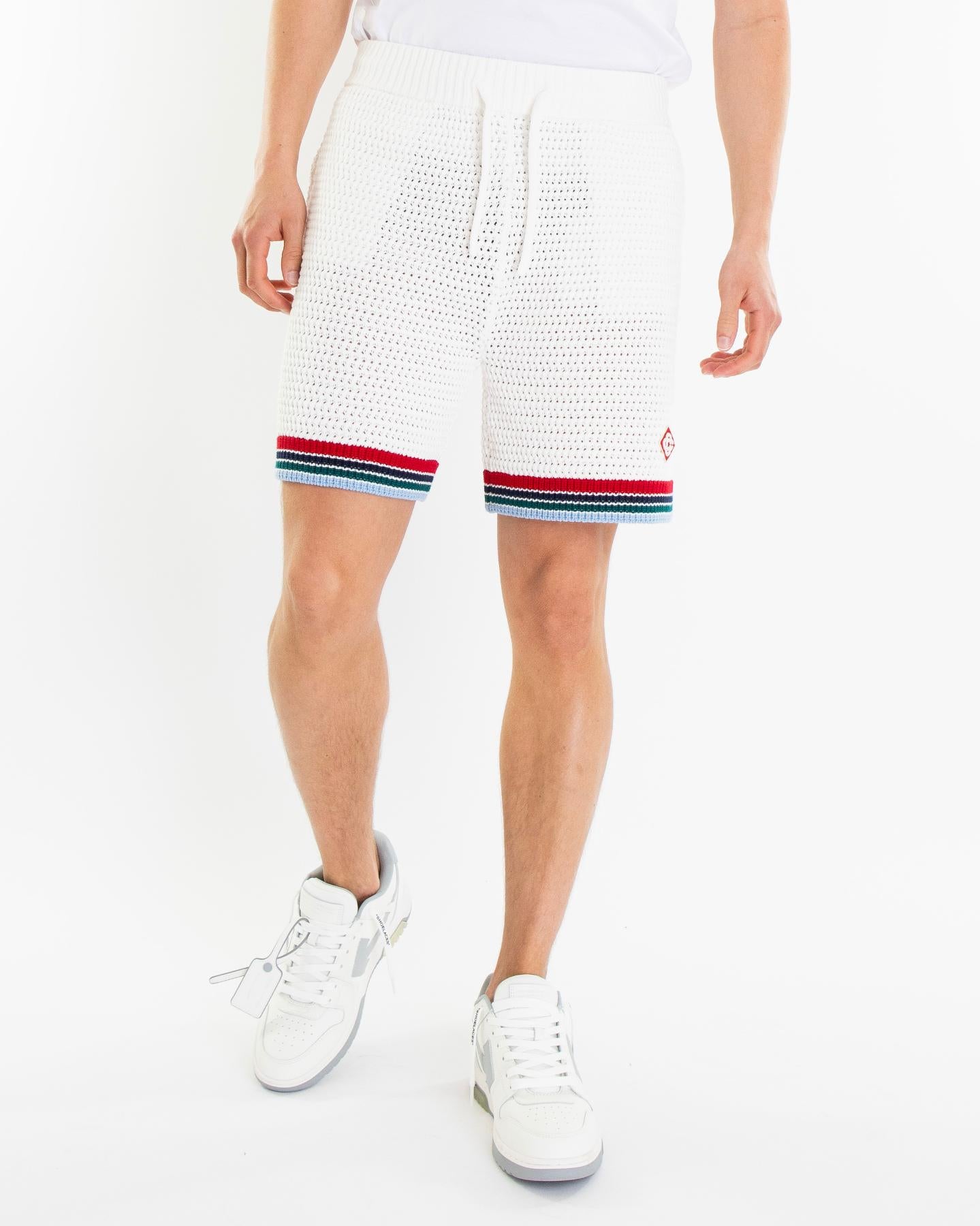 Heren Sporty Crochet Short Wit