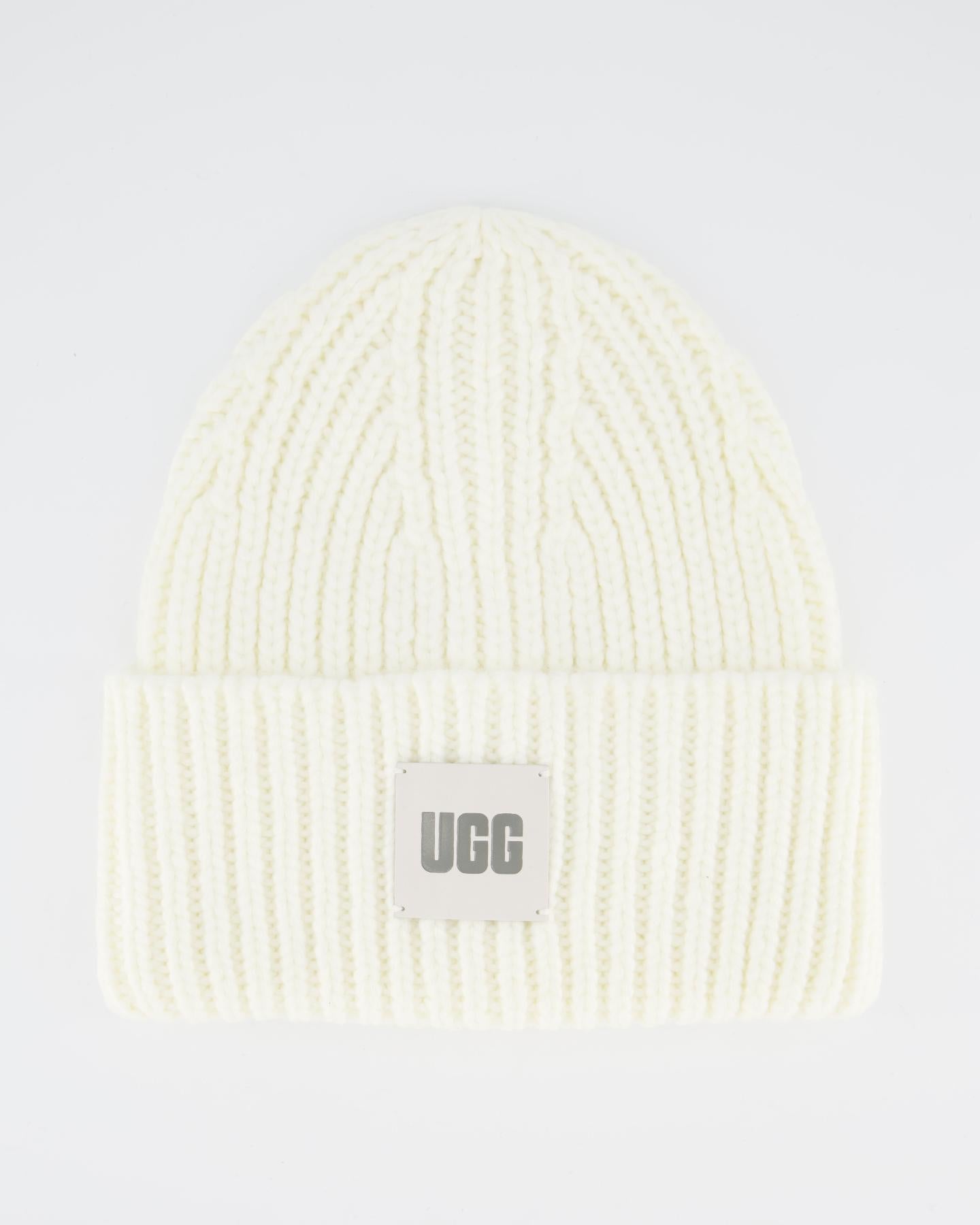 Dames Chunky Rib Beanie Wit