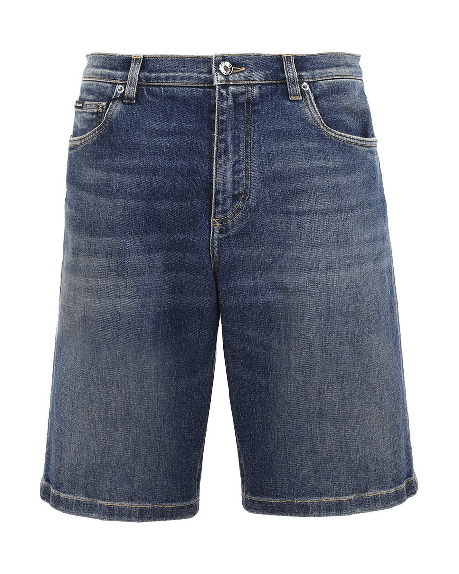 Heren Stretch Denim Shorts Blauw