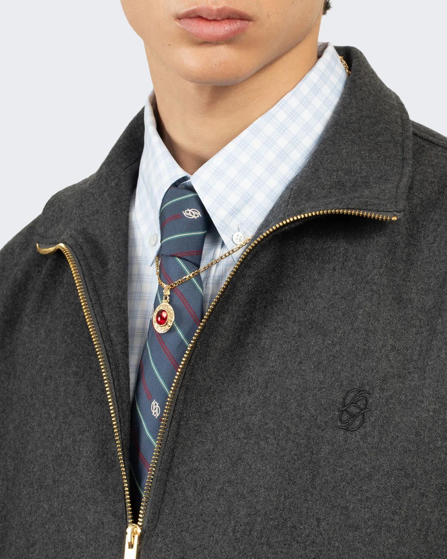 Heren Flanelle Trackjacket Grijs