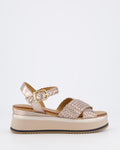 Weiße Damen-Sandalen mit geflochtenem Riemen