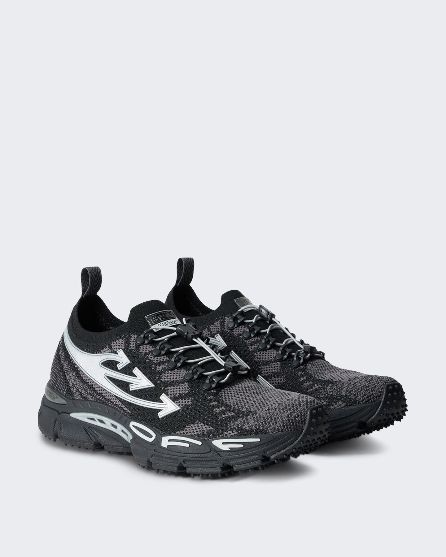 OFF WHITE Heren Gebreide sneaker in zwart en zilver - Eleganza.nl