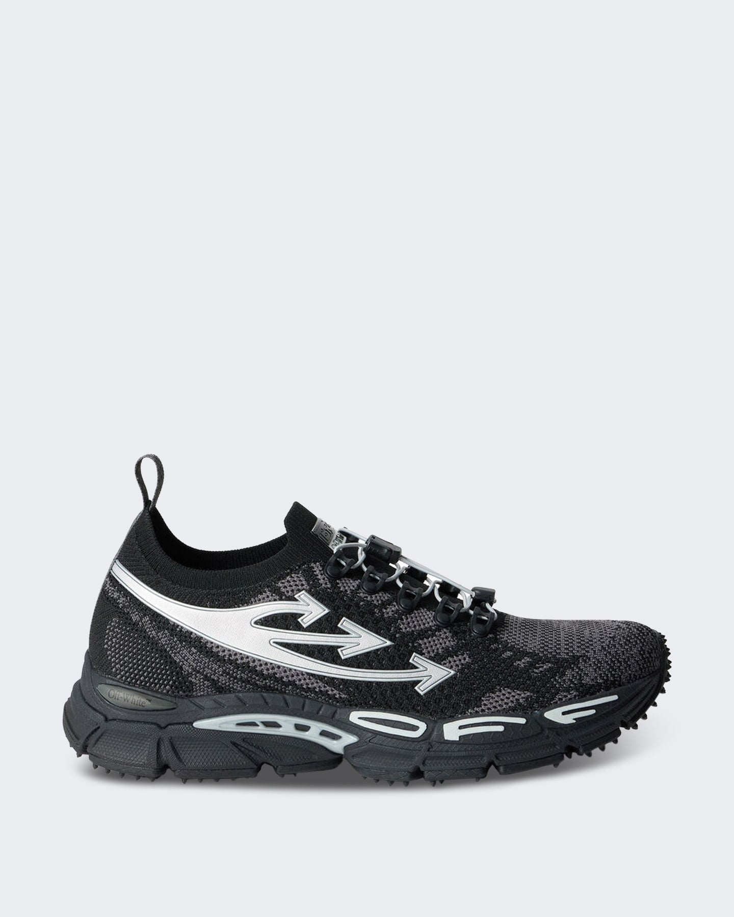OFF WHITE Heren Gebreide sneaker in zwart en zilver - Eleganza.nl