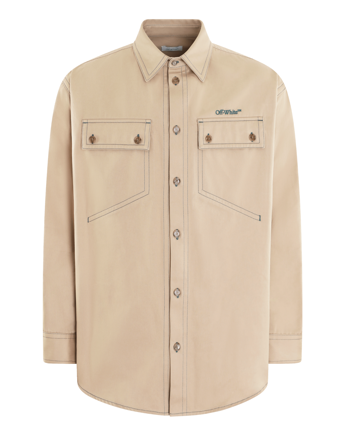 OFF WHITE Heren Stitch Cotgab Overshirt Beige - Eleganza.nl