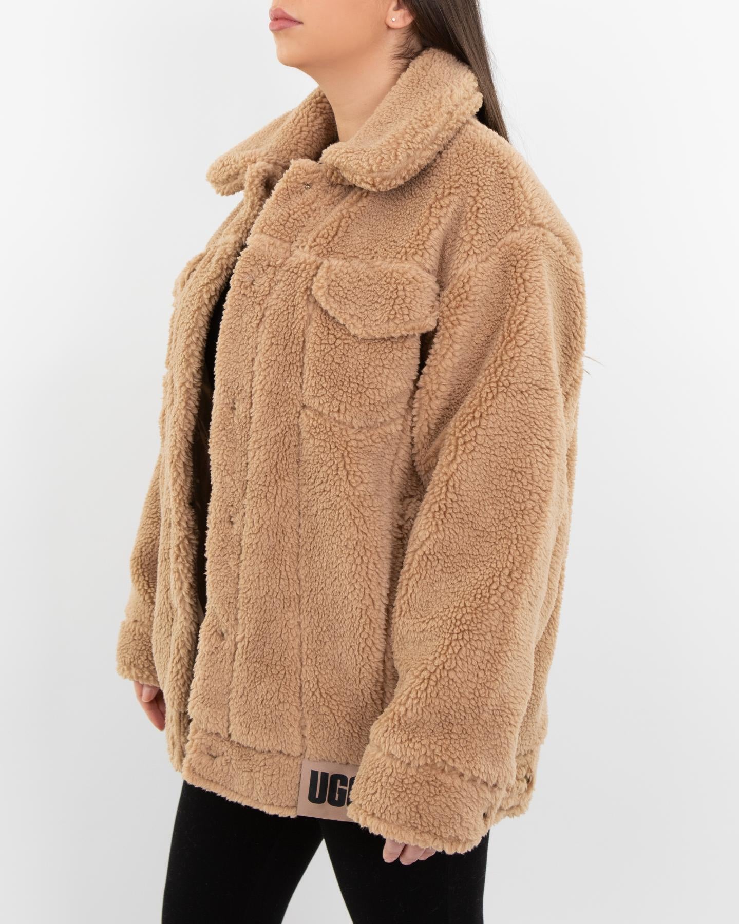 Dames Sherpa Trucker Jacket Camel
