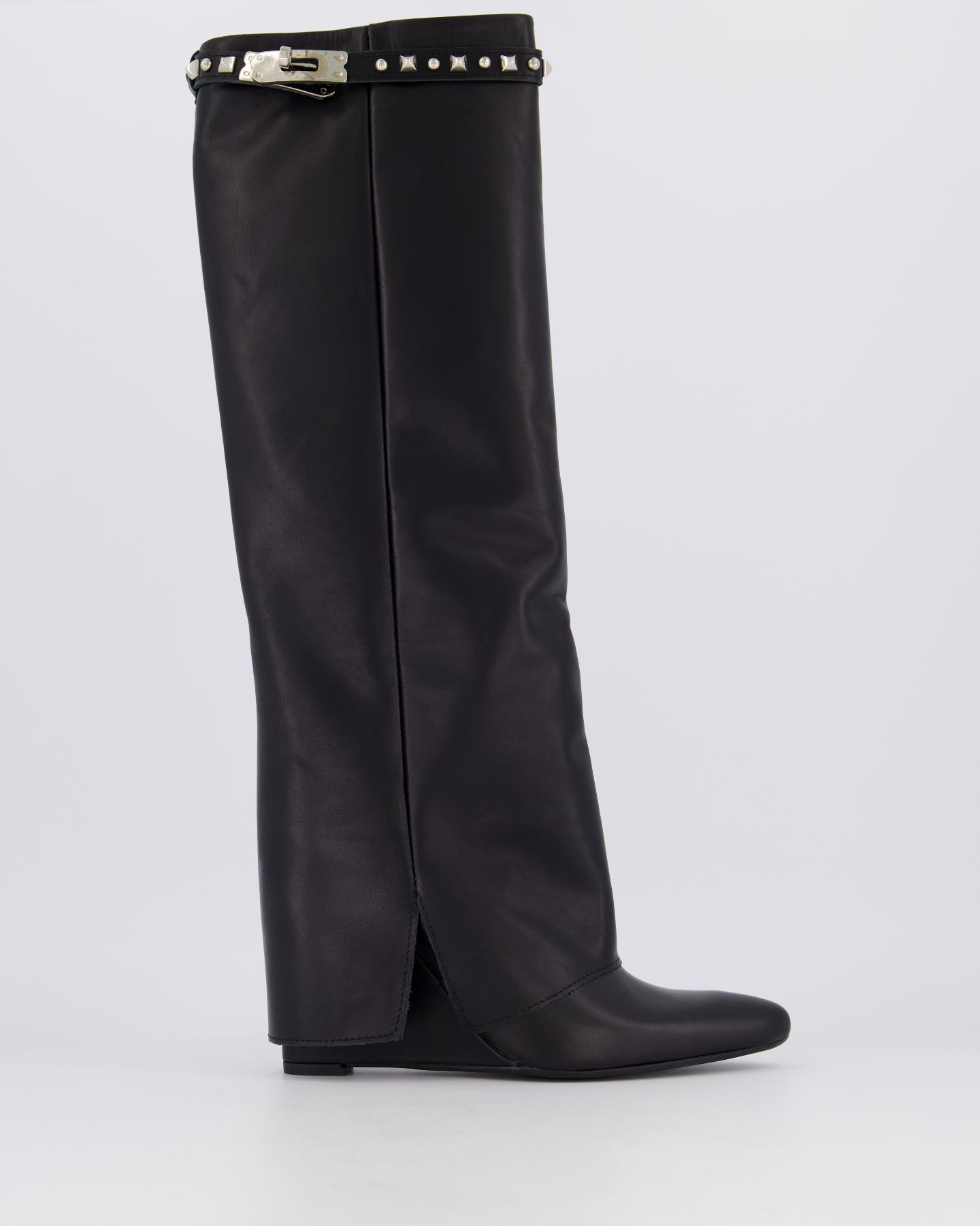 Dames Studded Leather Wedge Boot