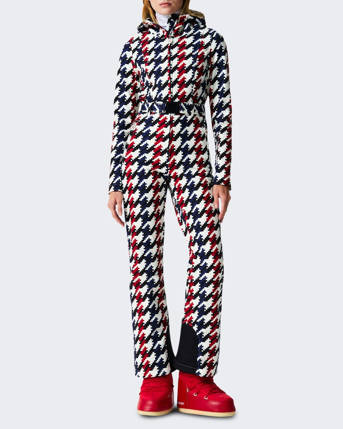 Perfect Moments Dames Ski-overall met pied-de-poule patroon Zwart - Eleganza.nl