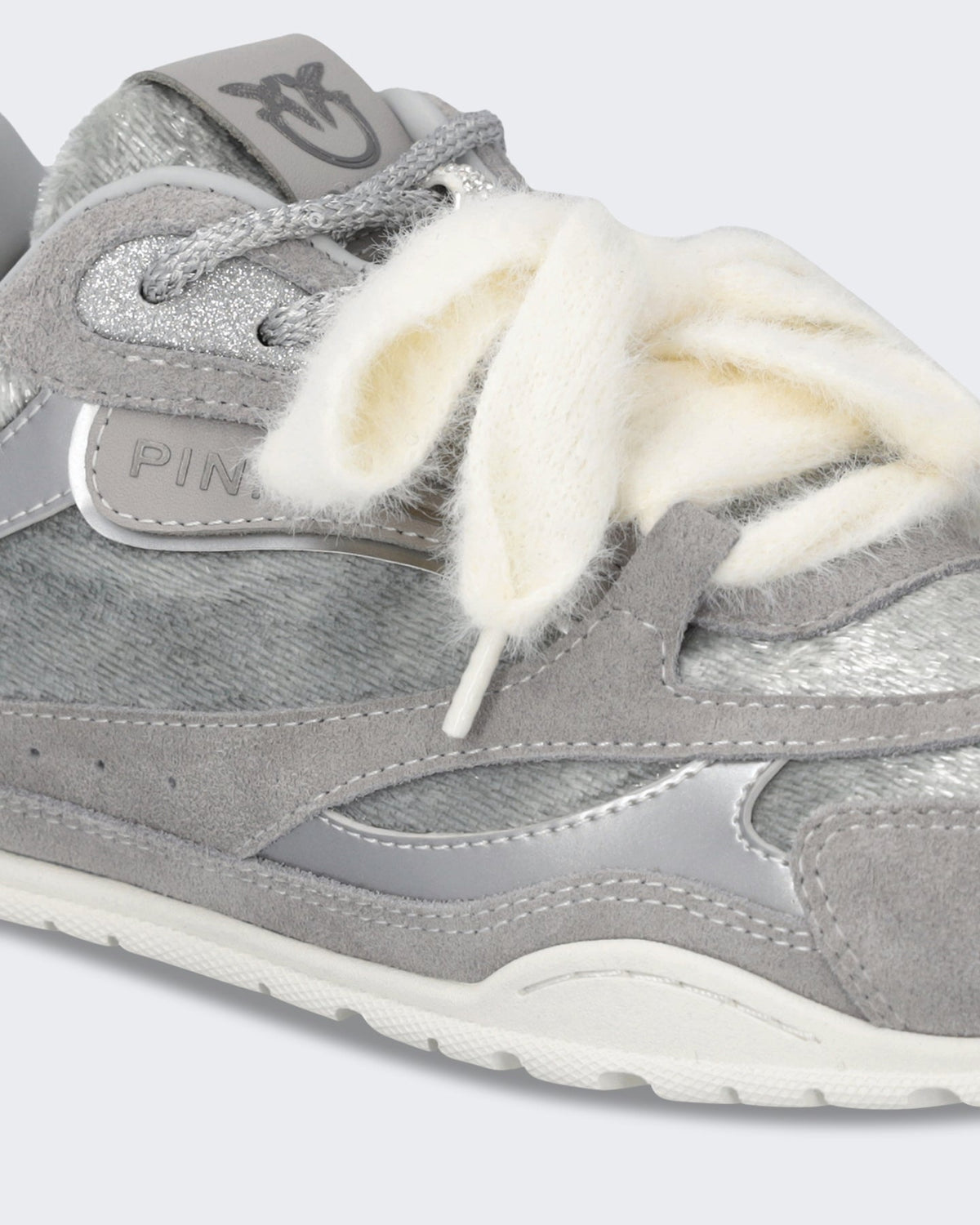 Pinko Dames Yulia sneaker van suède en fluweel met Grijs - Eleganza.nl