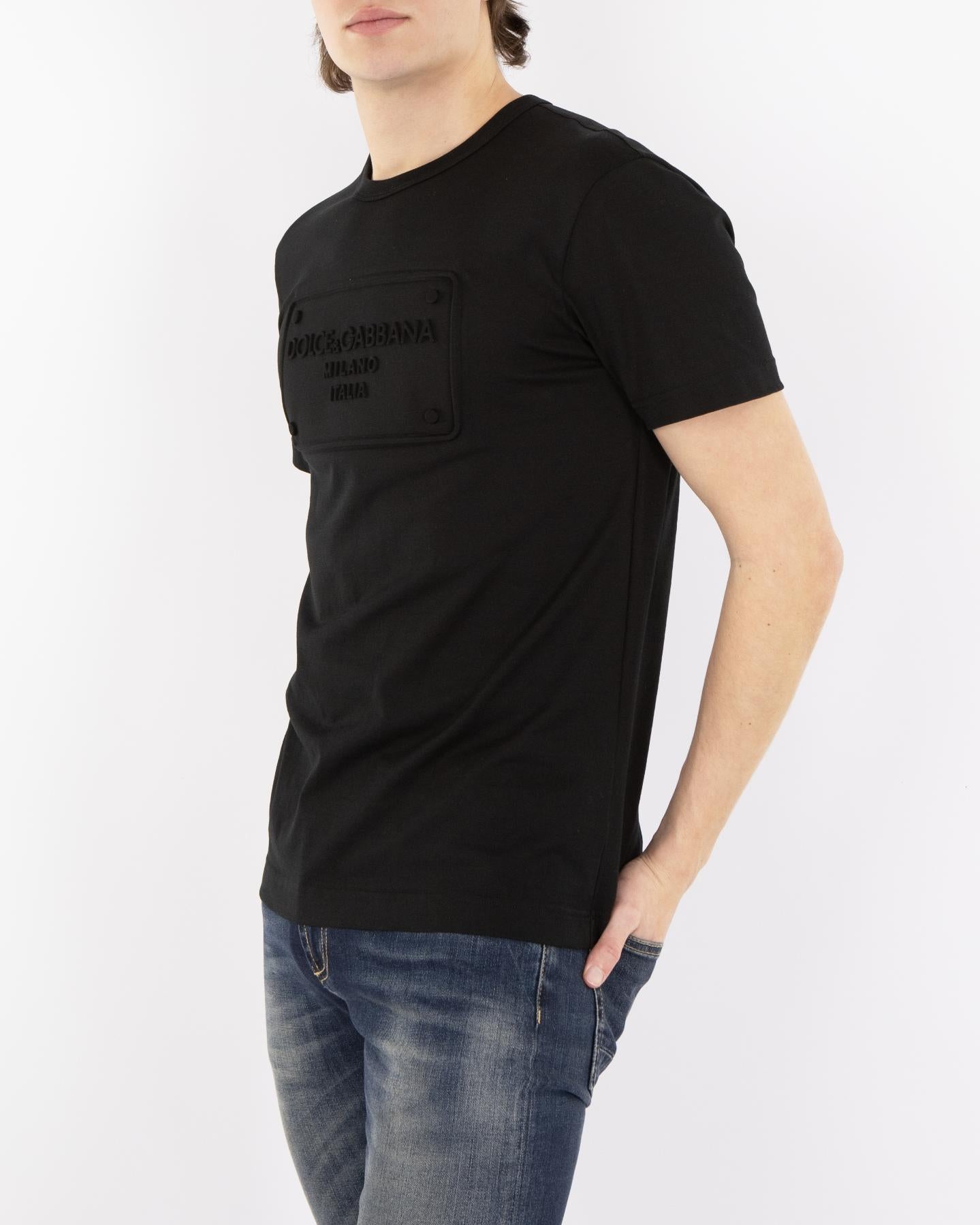 Heren Embossed Logo T-Shirt Zwart
