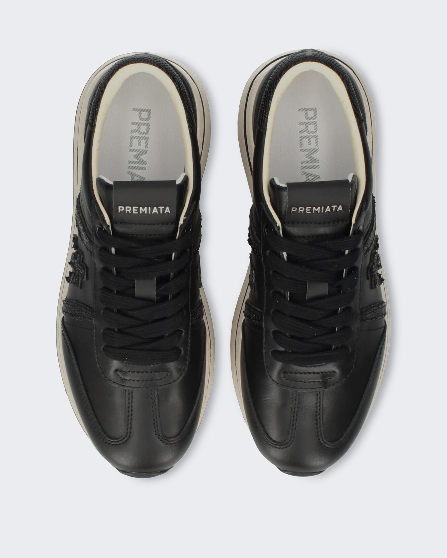 Premiata Dames Leren sneaker met vetersluiting Zwart - Eleganza.nl