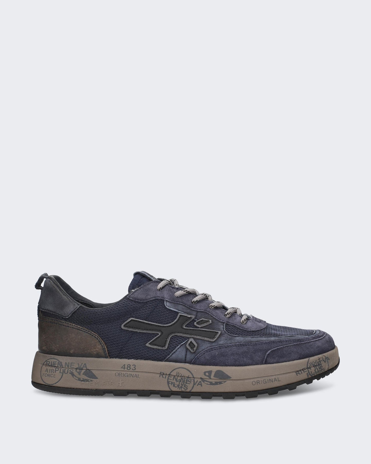 Premiata Heren Donkerblauwe sneaker met vetersluiting Blauw - Eleganza.nl