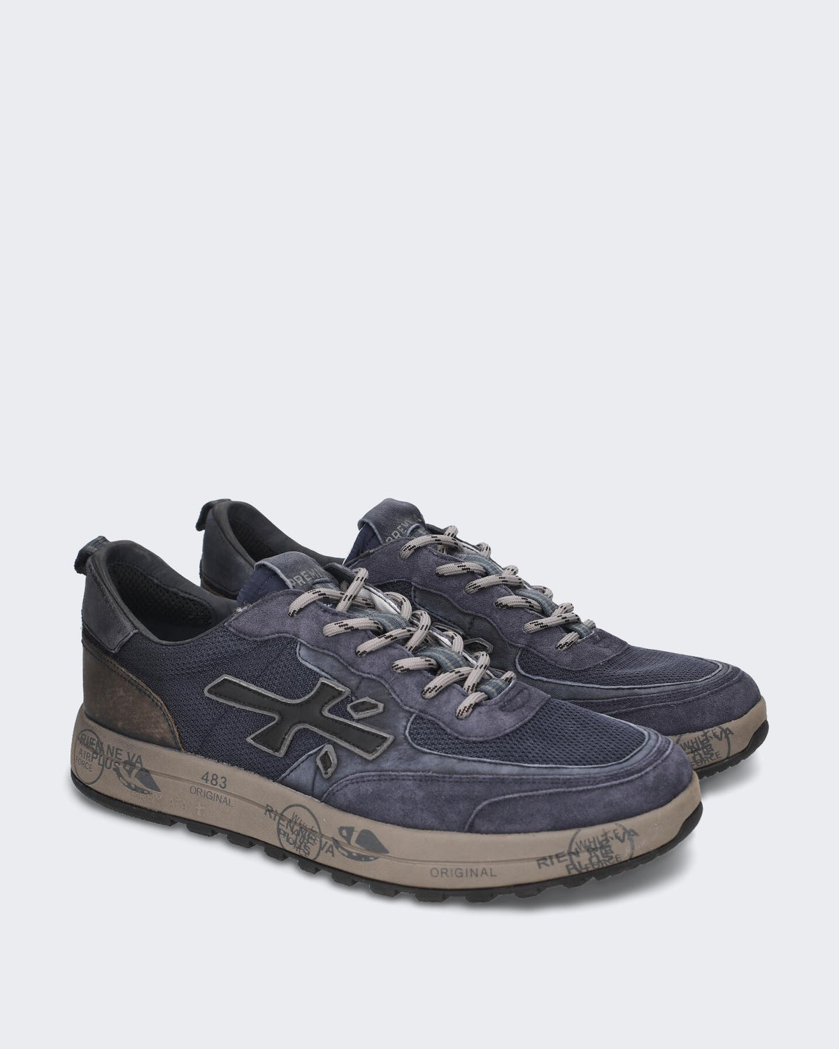 Premiata Heren Donkerblauwe sneaker met vetersluiting Blauw - Eleganza.nl