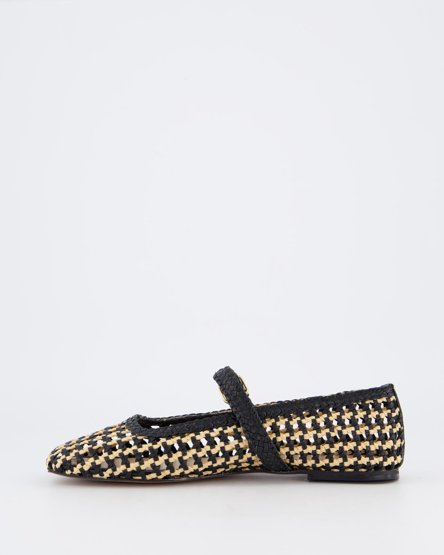 Dames Bicolor Woven Ballerina Zwart