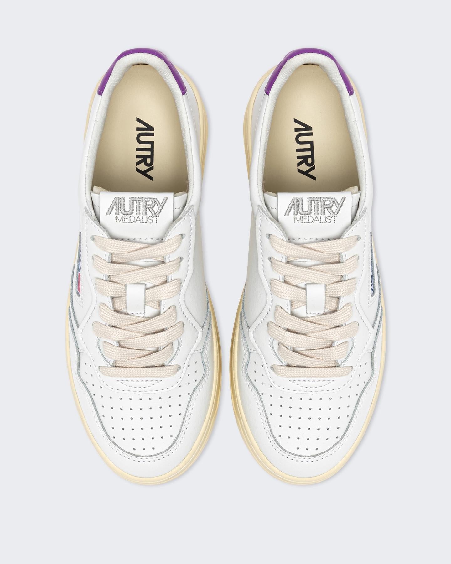 Autry Dames Medalist Low Sneaker Wit/Paars