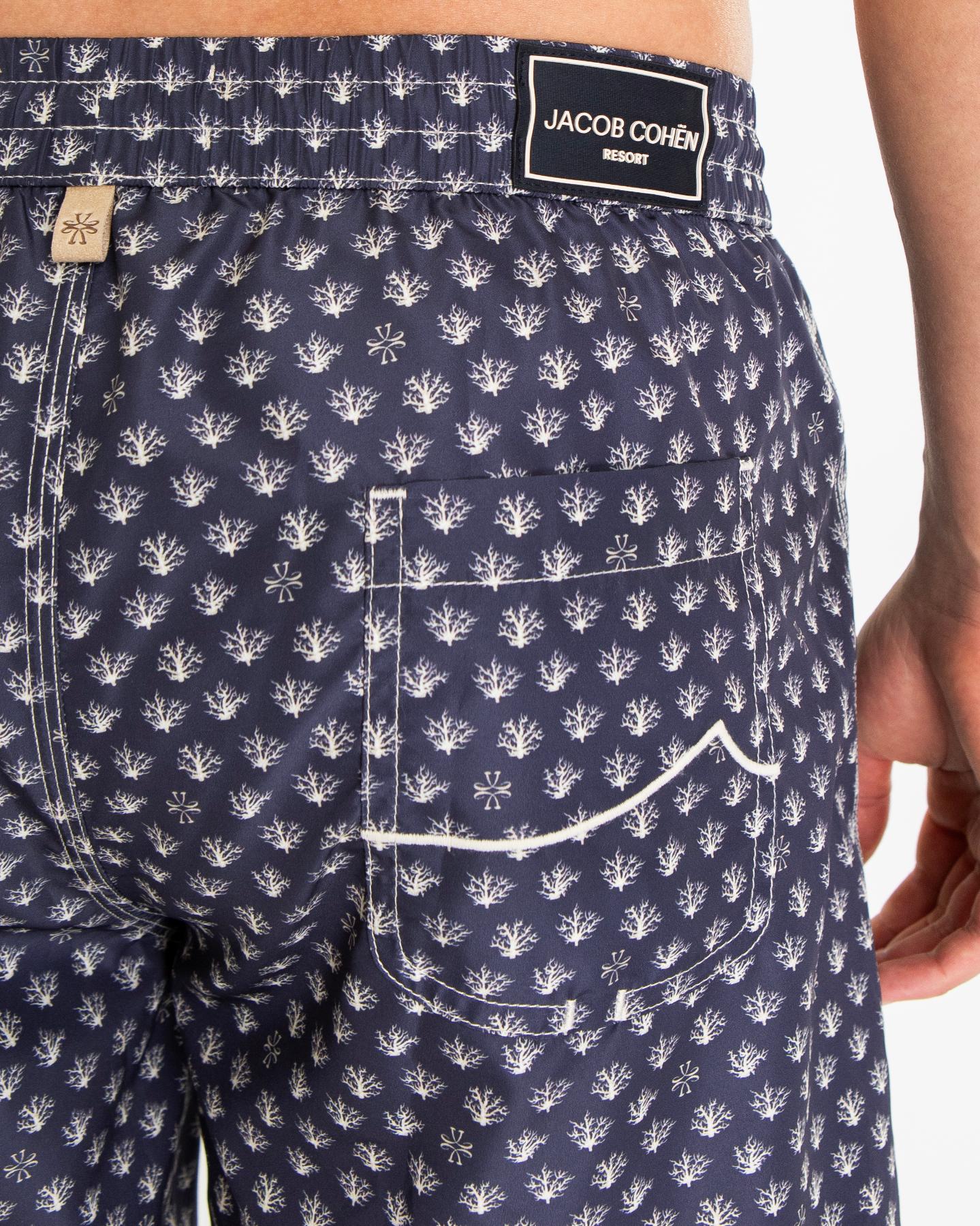 Heren Coral Print Beachwear Blauw