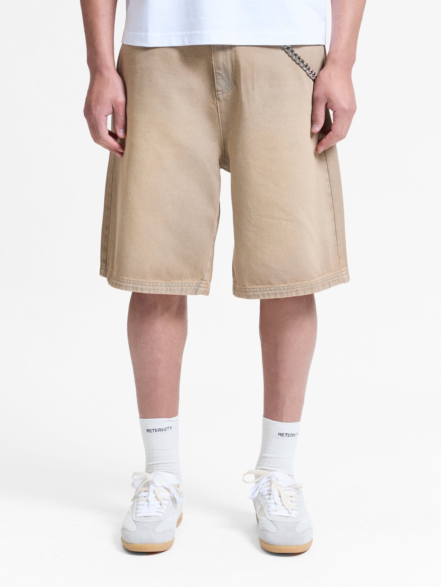 Reternity Heren Essential jeansshort Beige - Eleganza.nl